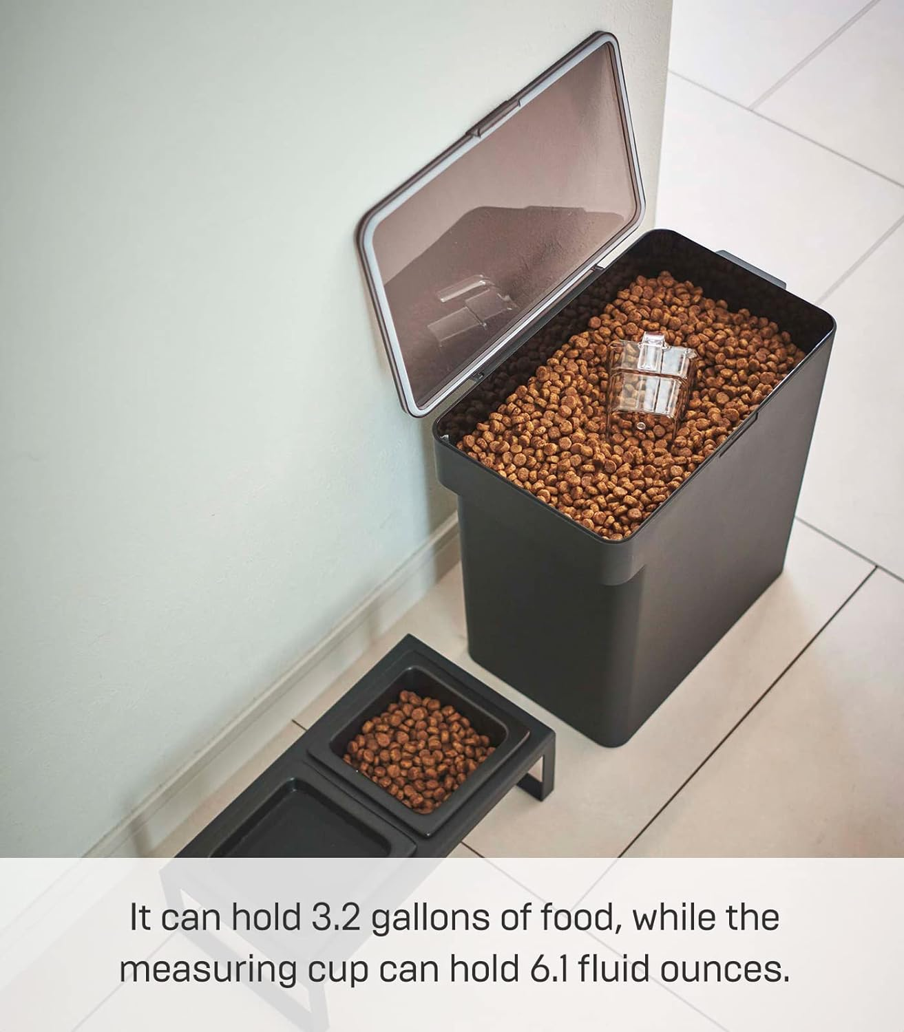 Yamazaki Home Airtight Food Storage Container (15 Lbs Plastic | Large | Pets, Black image number 4