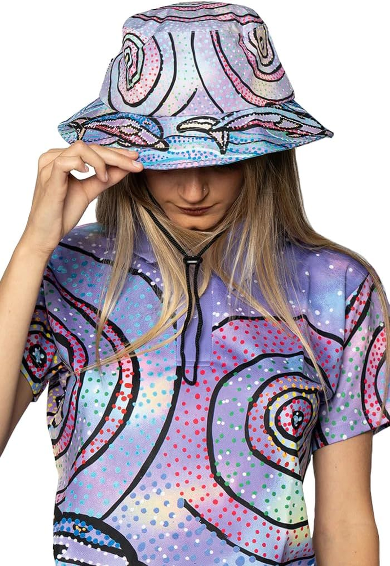 Bucket Hat, 57Cm - Aboriginal Art - Polyester, Cotton - Yura Buanganjin, Shara Delaney - Australia, Indigenous, Souvenir, Gift image number 1