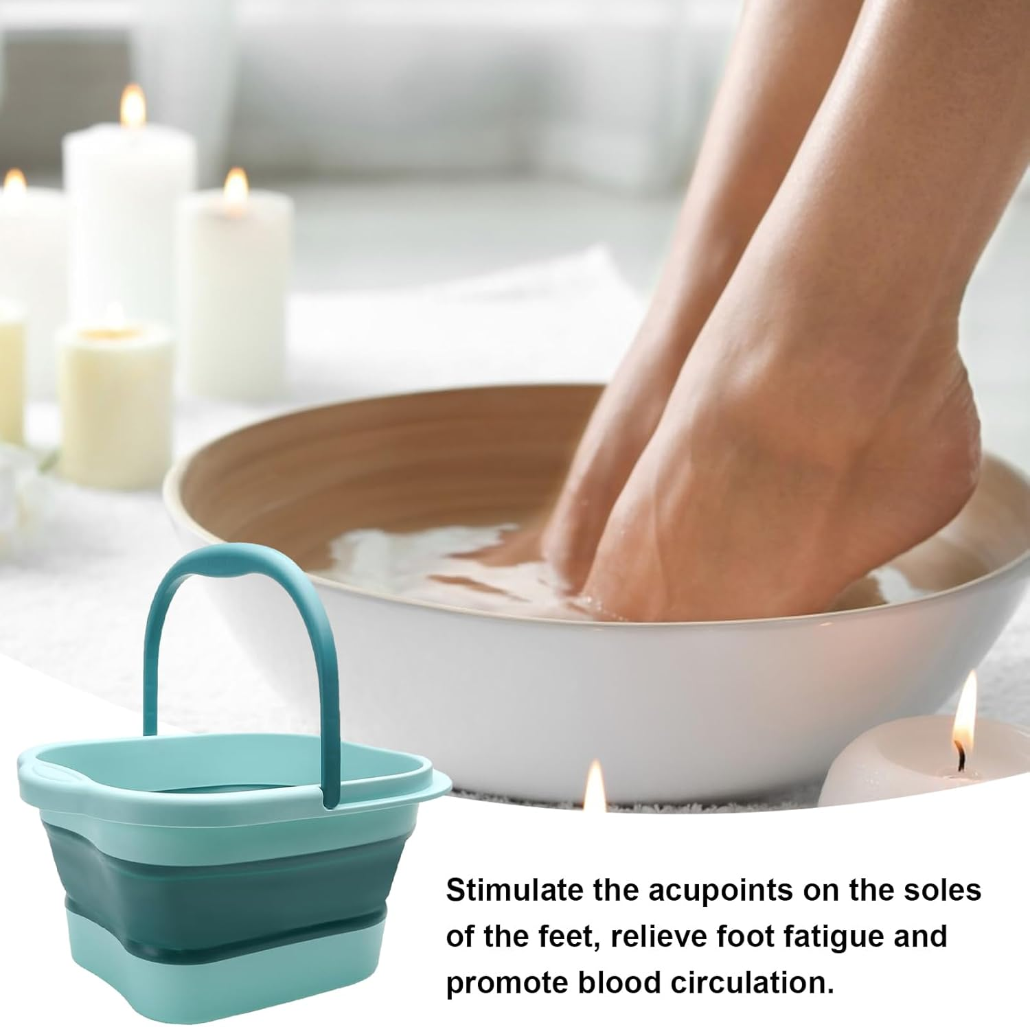Foot Soaking Bucket, 15L Foot Wash Basin Feet Soaking Tub, Foldable Foot Spa Bucket Portable Large Space Foot Soak with Handle, Foot Tub for Outdoor Laundry Travel Hoffti image number 3
