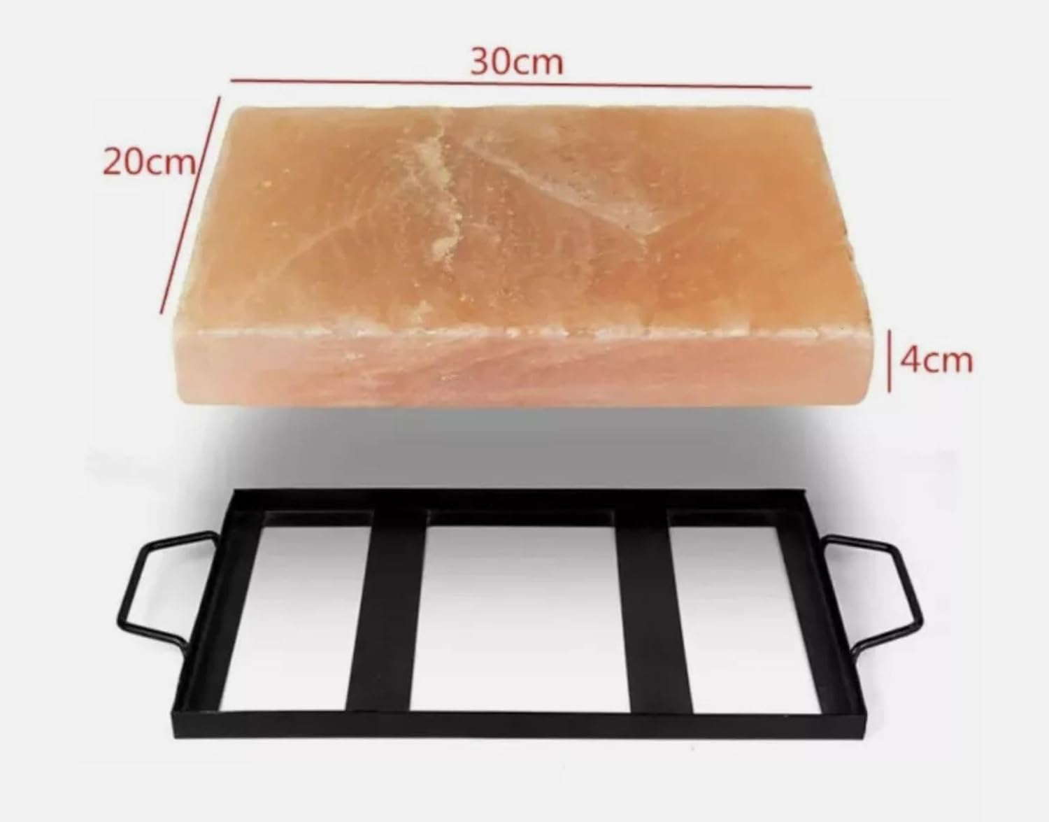 Himalayan Salt Plate Steel with Holder Set, Outdoor BBQ Himalayan Salt Block for Grilling Searing Chilling Cutting Seasoning & Serving
