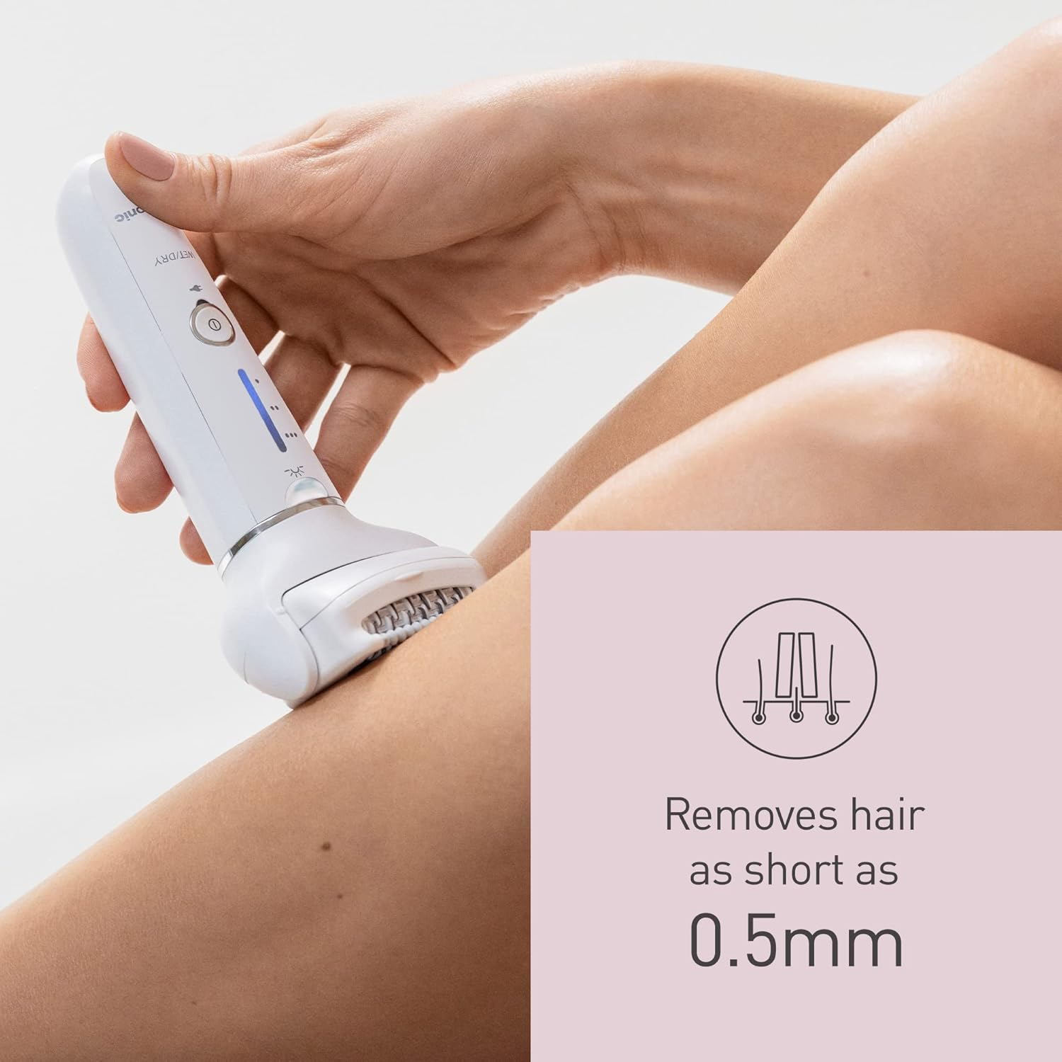 Panasonic Wet/Dry Cordless Epilator with Double Disc Technology, 3 Speed Settings, Rechargeable Battery, 2 Attachments, Flexible Pivoting Head, Pressure Sensor, LED Light, 0.5Mm Hair Removal, Easy Grip Handle (ES-EY31-W541) image number 1