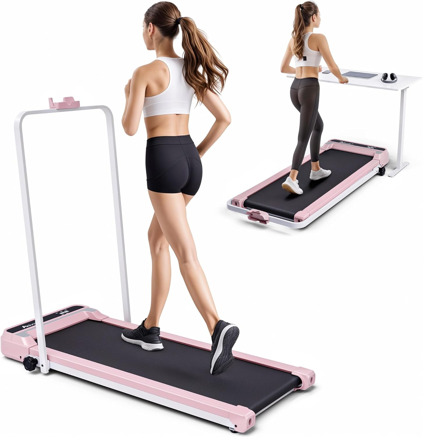 Advwin 3 in 1 Walking Pad Treadmill, under Desk Treadmill for Home, Compact Portable Electric Walking Jogging Machine with Shock Absorption|Non-Slip|Led Display|Quiet Motor|120Kg Capacity - Black image number 7