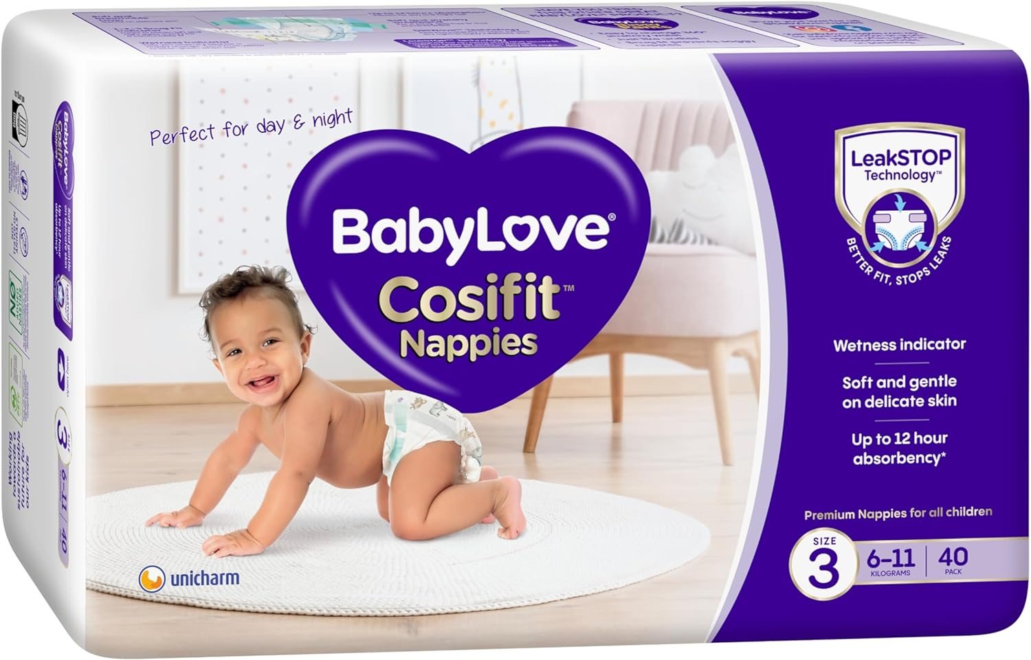 Babylove Cosifit Nappies Size 3 (6-11Kg) |120 Pieces (3 X 40 Pack) image number 1