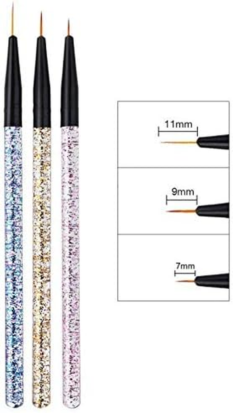 3Pcs Nail Art Painting Pen 3D Tips DIY Acrylic Brushes Drawing Flower Line Grid Manicure Tool 7/9/11Mm Zhengpingpai image number 3