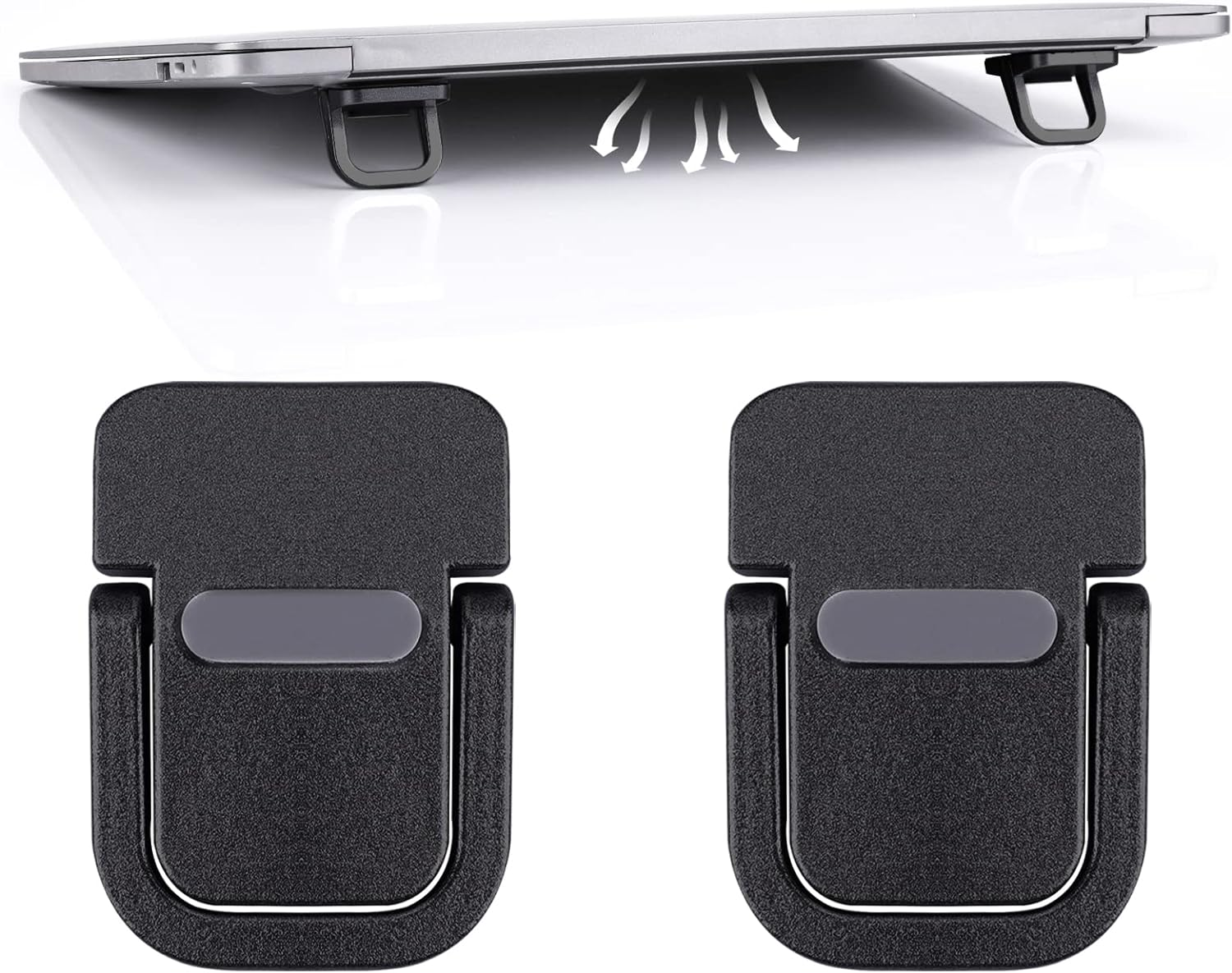 Abeillo 2PCS Portable Keyboard Riser, Self-Adhesive Mini Laptop Stand Invisible Computer Keyboard Stand for Desk, Laptop Feet Compatible with Pro/Air, Lenovo, Surface (Silver)