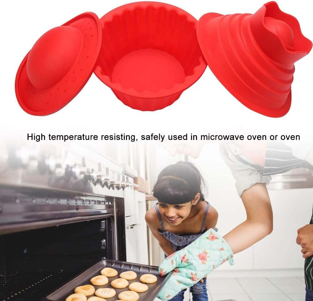 Giant Big Silicone Cupcake Cake Mould Top Cupcake Bake Set Baking Mold, Cupcakes Bake Set, Giant Cupcake Mold, Silicone Cupcake Cake Mould, Red 3 Pack Giant image number 5