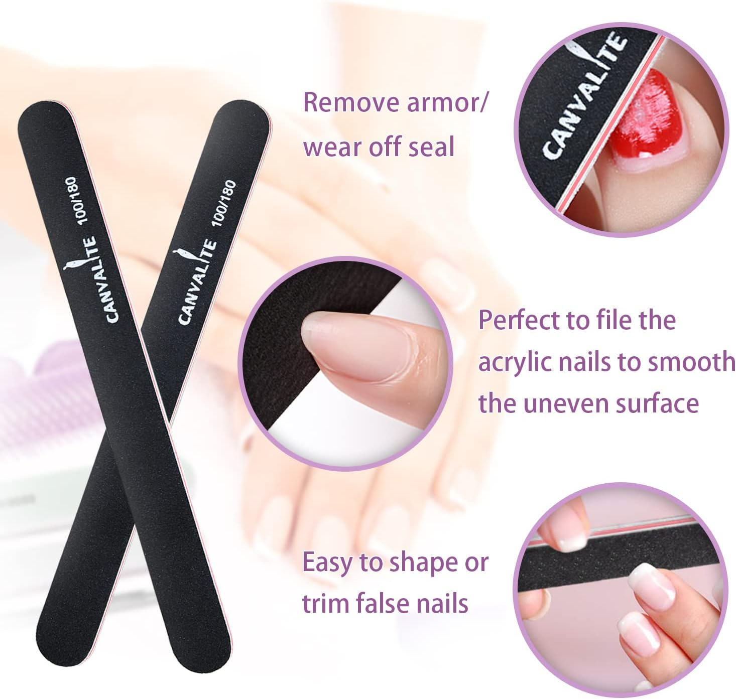 Canvalite Nail Buffer for Natural Nails, All in One 4 Way Nail Buffer Block That Shapes, Files, Smoothes, and Shines, 100/180 Grit Nail Files and Nail Buffer for Natural Nails, 9Pcs image number 4