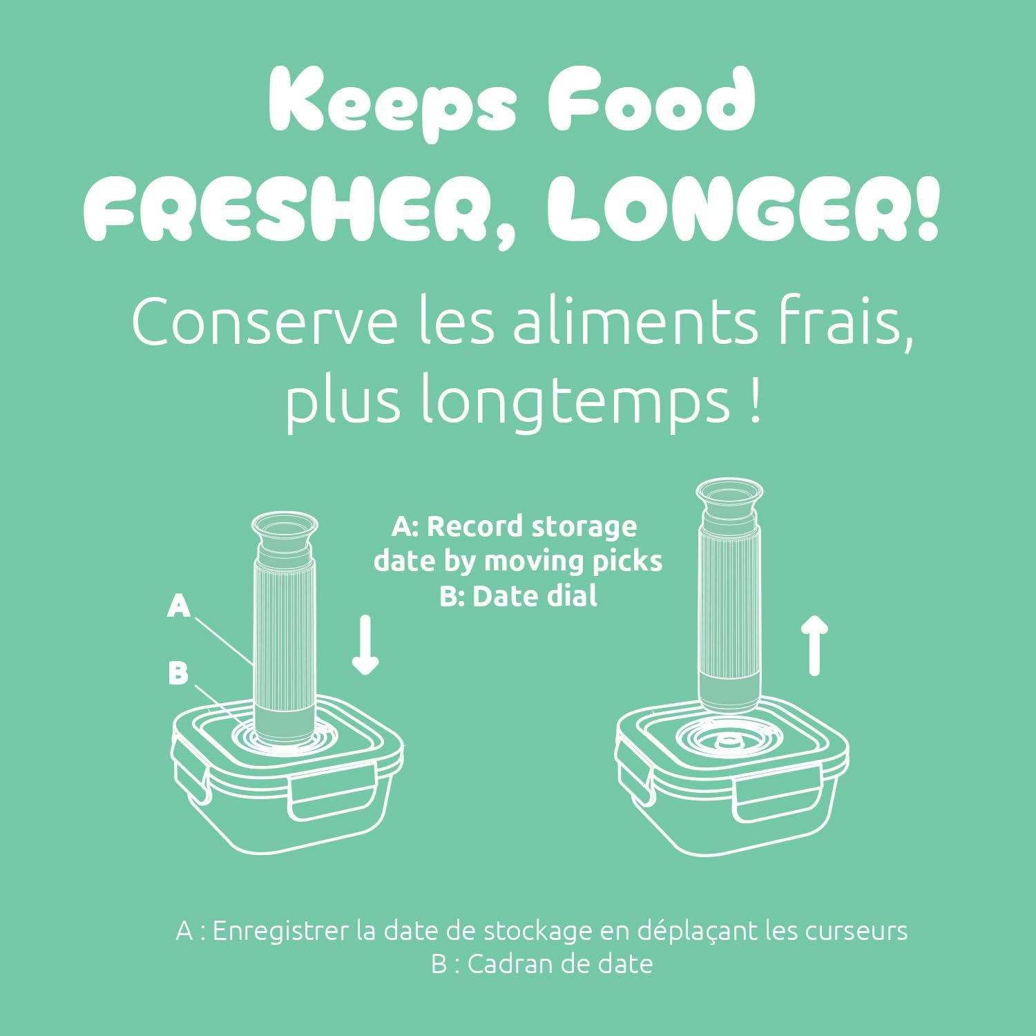 Pack of 3 Glass Vacuum Food Containers + Integrated Date Display and Pump image number 3