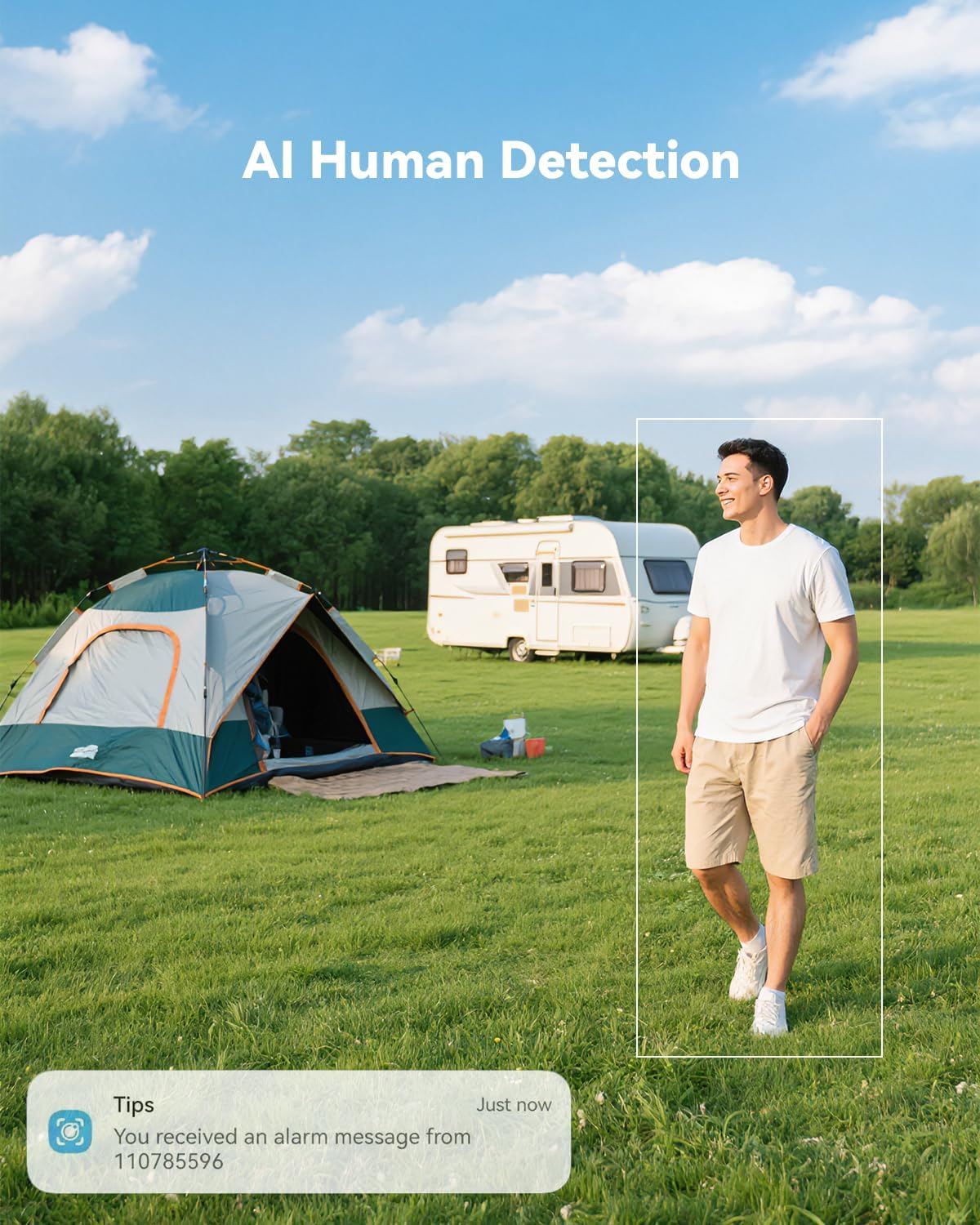 COCOCAM 4G Portable Magnetic No Wifi Security Camera Wireless,2K Indoor/Outdoor Camera for Rv/Camping/Travel, 300&deg;Pan,10000Ahm Battery, PIR&AI Human Detection,Ip66, Built-In SIM Card (NO Wifi) image number 3