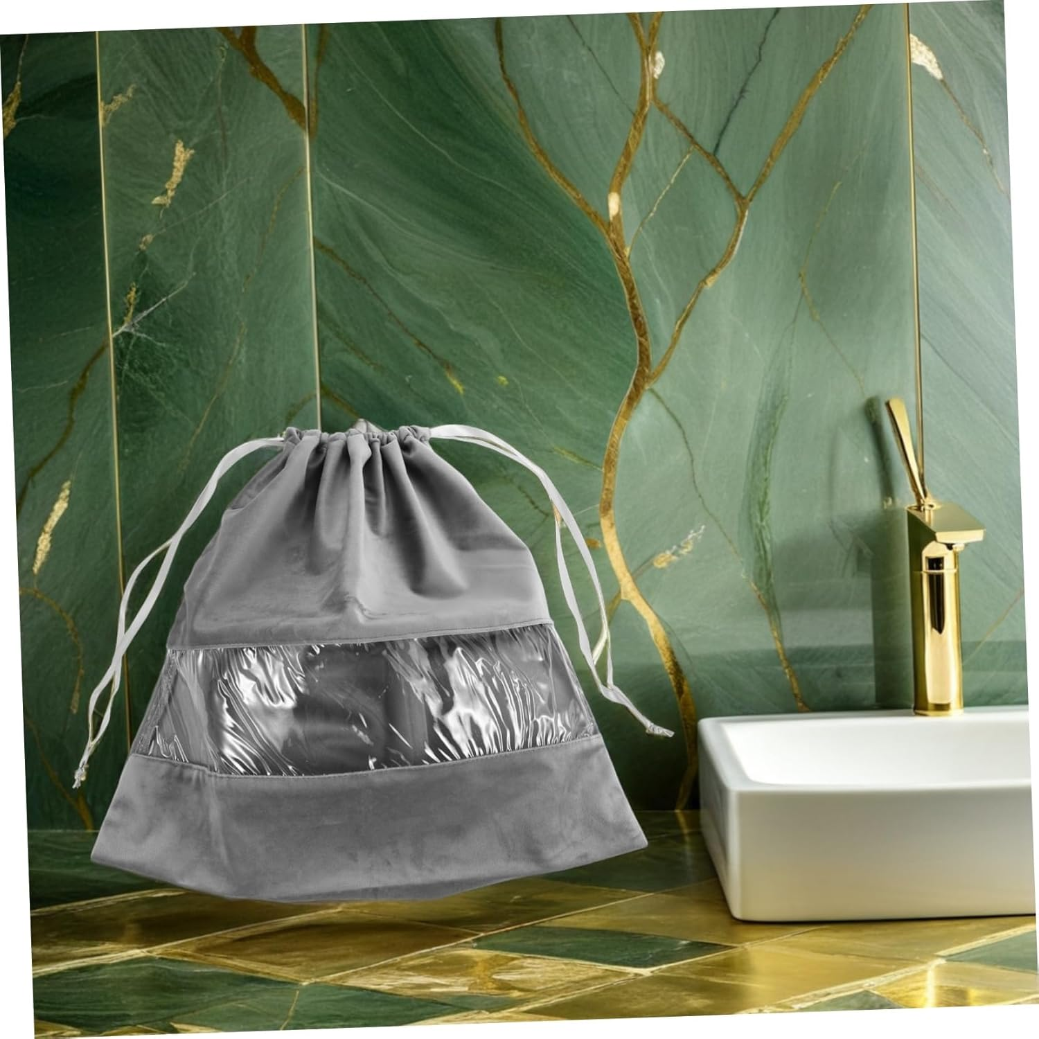 HAPINARY Transparent Drawstring Hair Dryer Storage Bag for Travel Lightweight Protective Dust Pouch for Clothes Makeup and Small Essentials Portable Multipurpose Organizer - Black image number 6