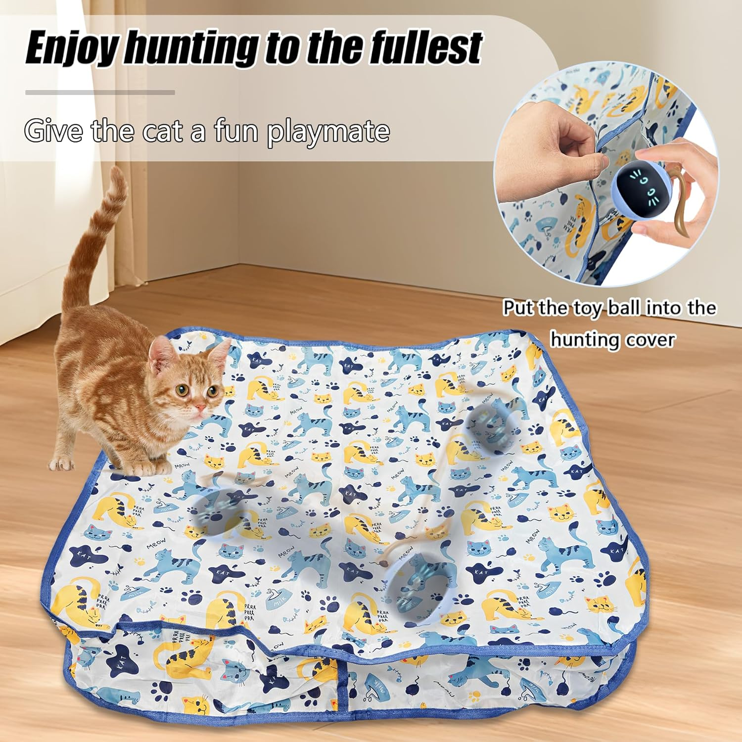 Oiuyamn Interactive Pet Toys Ball, Smart Pet Ball Fast Rolling in Pouch, Motion Activated Chirping Pet Toy, Hide and Seek Kitten Toy image number 4