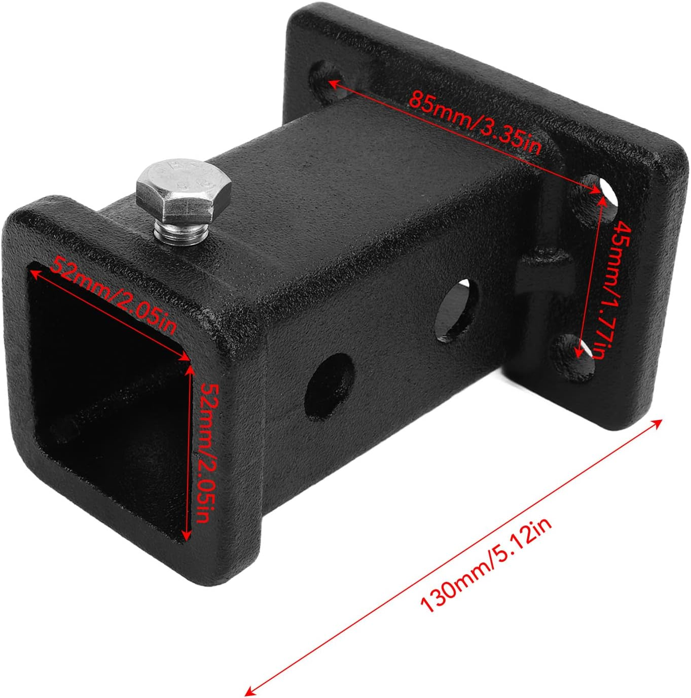 Hitch Receiver Tube, 2In Moulded Steel Trailer Hitch Receiver Adapter Universal Bolt on Tow Hitch Receiver for Towing Trailers Pickup Trucks image number 5