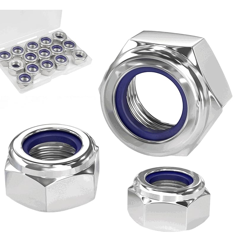 25 Pack M8-1.25Mm Nylon Insert Lock Nuts，304 (A2-70) Stainless Steel Locknuts，Standard Metric Thread Nylock Nuts (M8, 25 Pack) image number 4