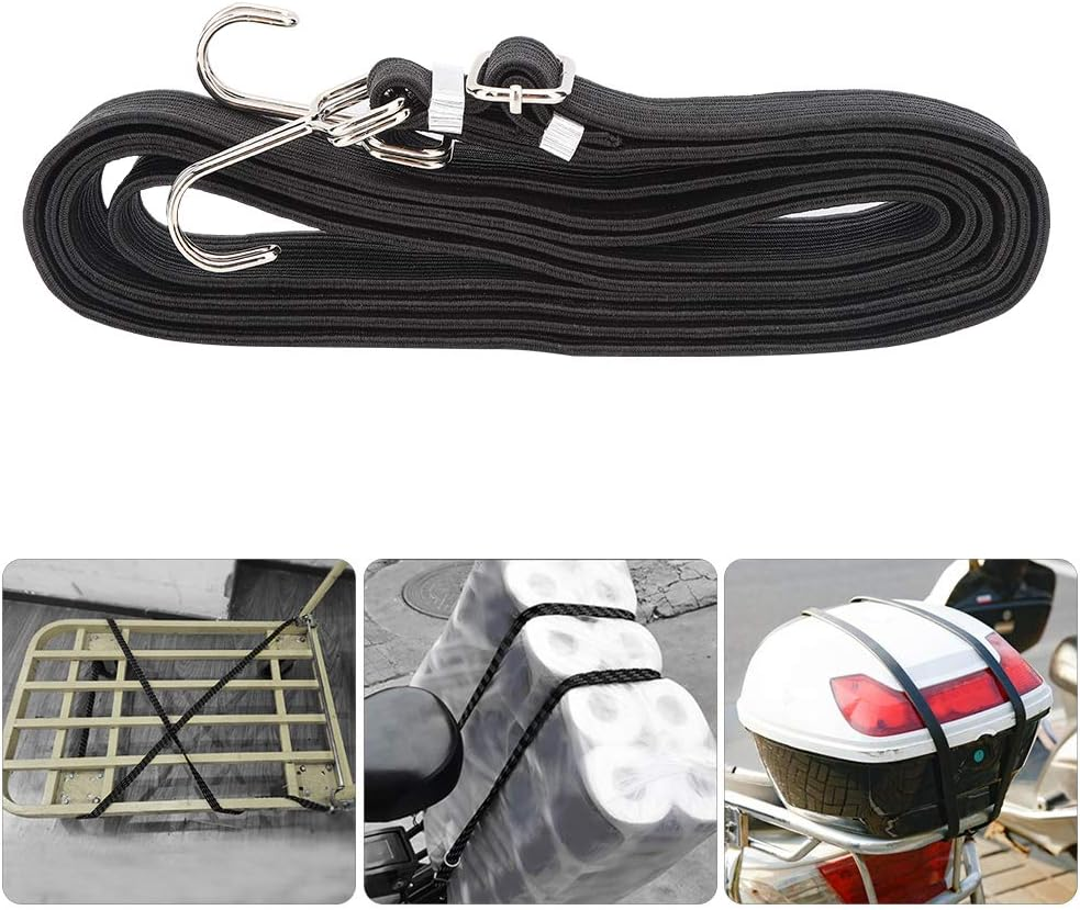 ANKROYU Heavy Duty Bicycle Luggage Straps Elastic Rope with Stainless Steel Hooks for Mountain Bike Motorcycle Camping Outdoor Gear Storage Binding 1.5M Black Nylon Accessory image number 4