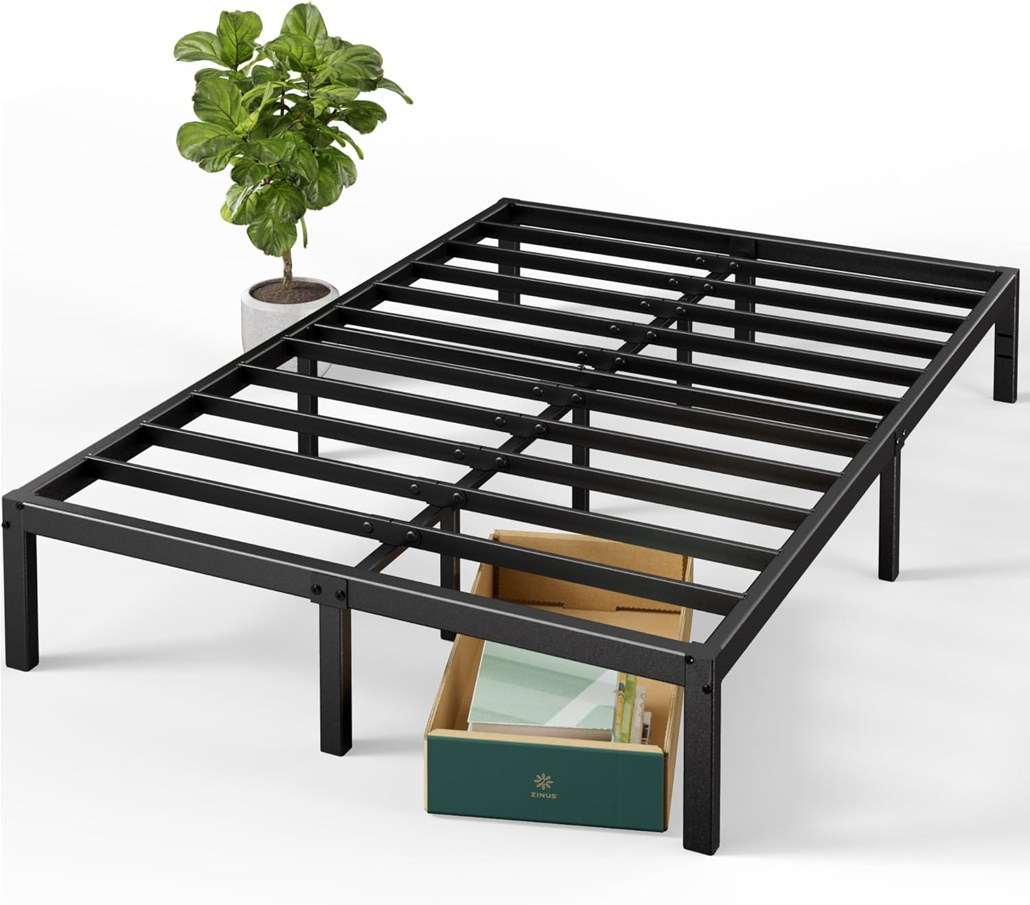 Zinus Elias Double Bed Frame 35Cm, Metal Bed Base, Bedroom Furniture