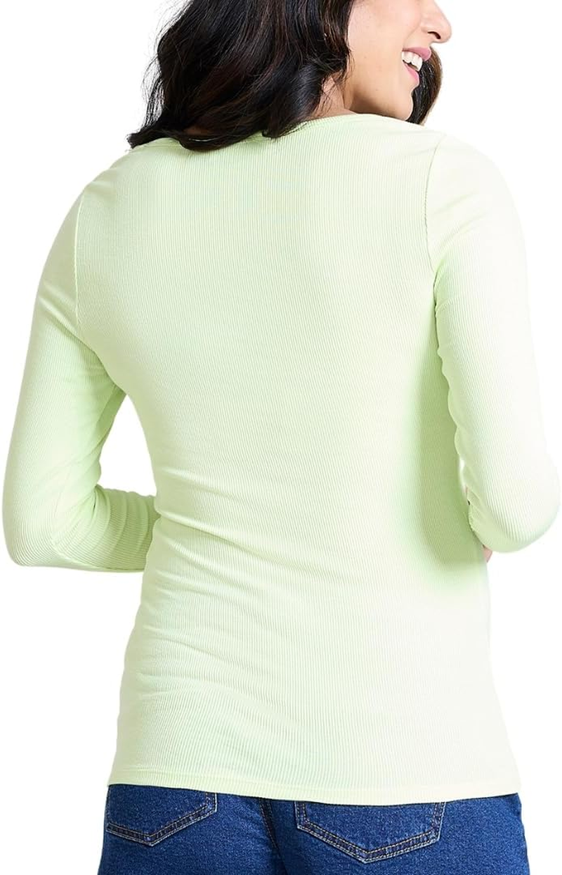 Motherhood Maternity Women'S Long Sleeve Square Neck Ribbed Pregnancy T-Shirt image number 4