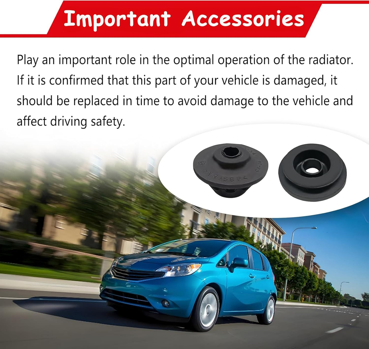 4Pcs Car Radiator Mount Bushing,Water Tank Gasket,Rubber Radiator Compatible with Nissan Altima, Cube, NV200, Sentra, Versa, Pathfinder, Rogue, and Murano,Replaces#21507-4M400#21506-4M400 image number 2
