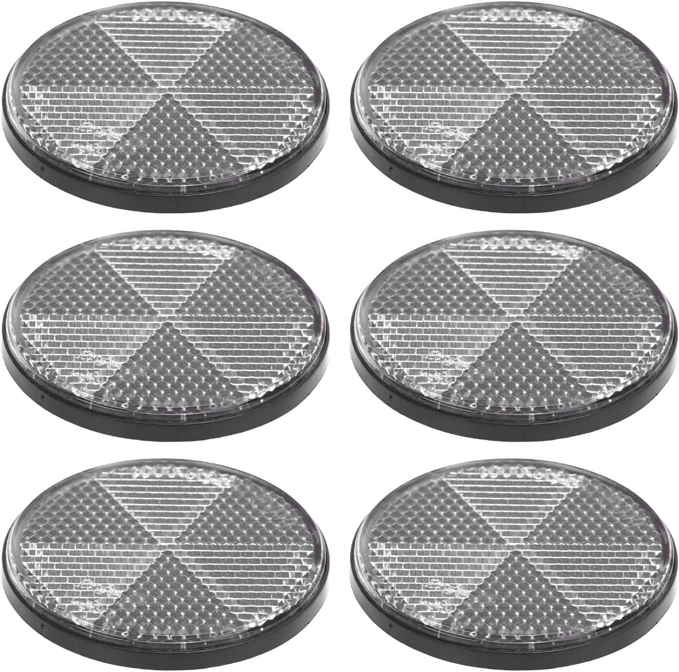 Premium Reflective round Safety Reflector, Truck Reflective Reflector 6Pcs 2.24In Self Adhesive for Mailboxes, Driveway, Tunnels, Post, Cars Trailer (White)