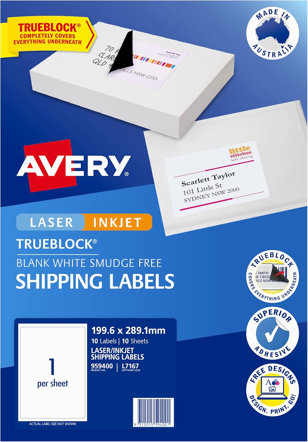 Avery Printable Blank A4 Shipping Labels, 99.1 X 67.7 Mm, White, 80 Customisable Labels (959403) image number 5