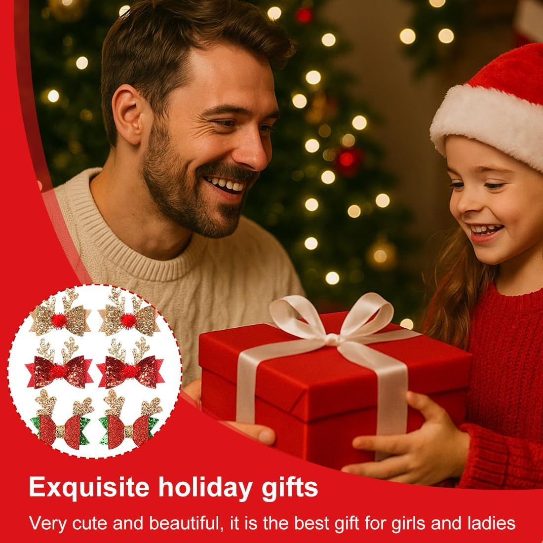 Luliyldj 3 Pairs of Christmas Hair Accessories, Hair Clips Girls, Hair Clip Christmas image number 5