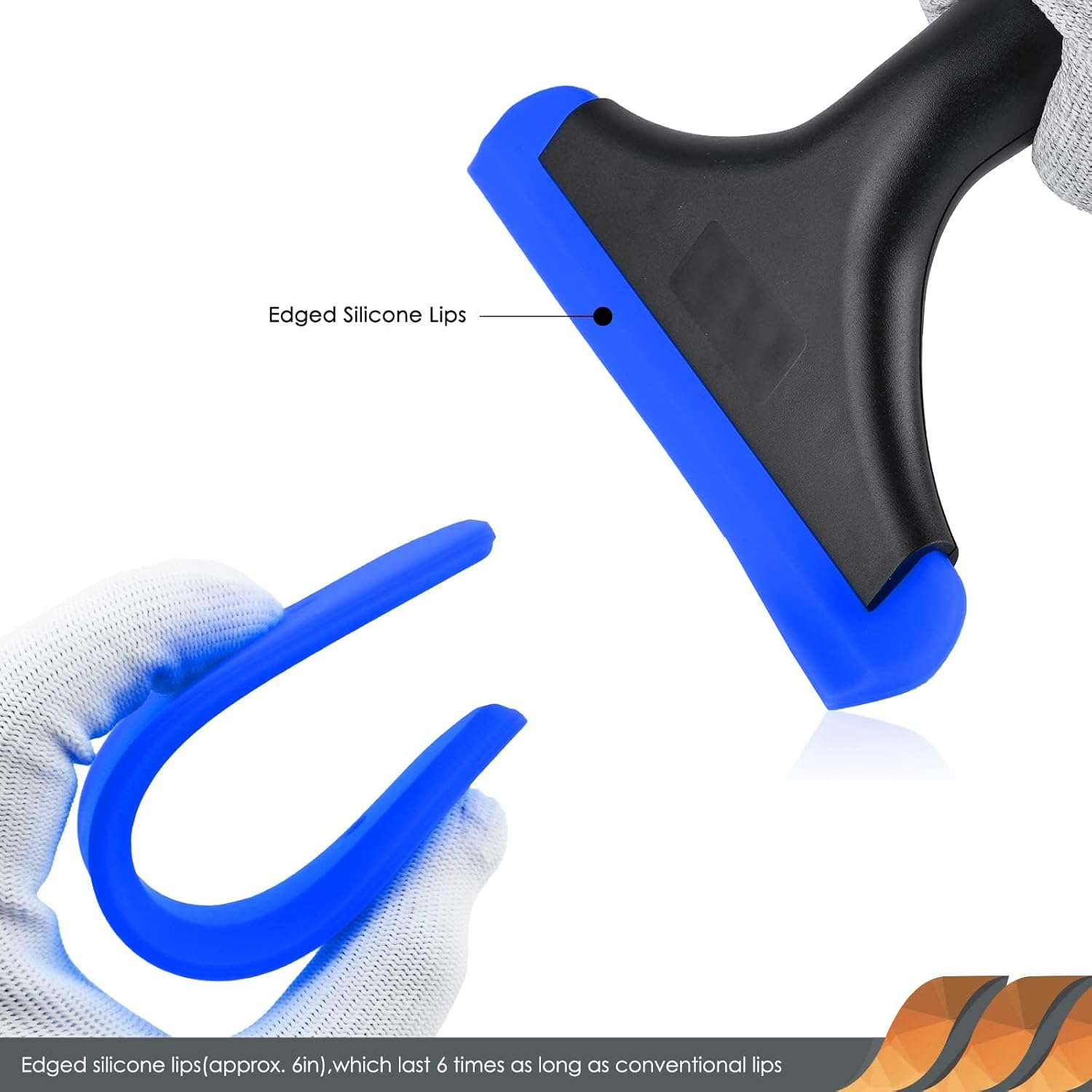 Silicone Window Squeegee Kit Flexible Shower Squeegee Window Cleaner Water Wiper Shower Scrapers Mini Squeegee for Car Mirror (Black+Blue) image number 1