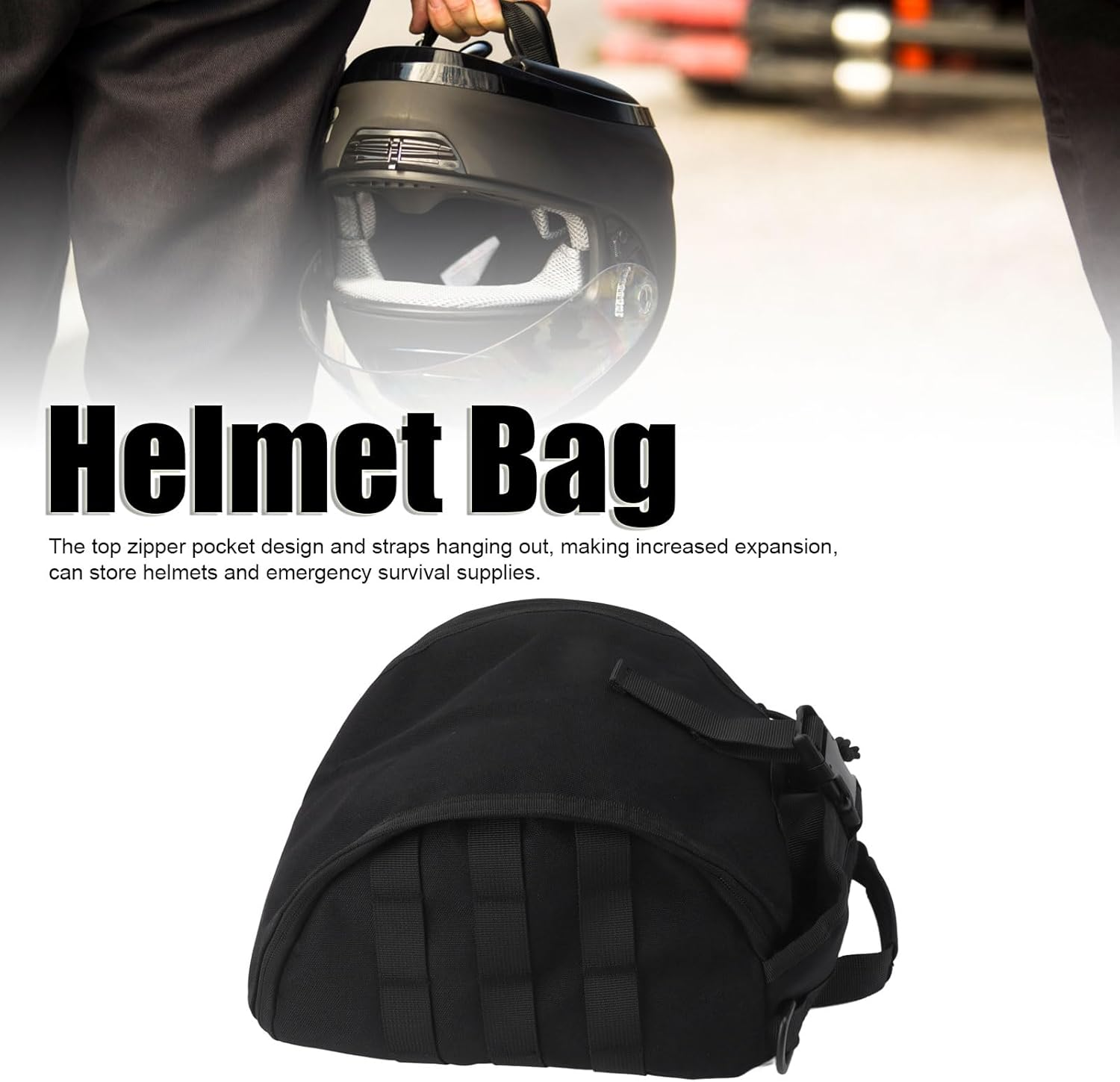 Water Proof Motorcycle & Bike Helmet Carrier 1000D Nylon Helmet Bag with Padded Protection - Khaki image number 7