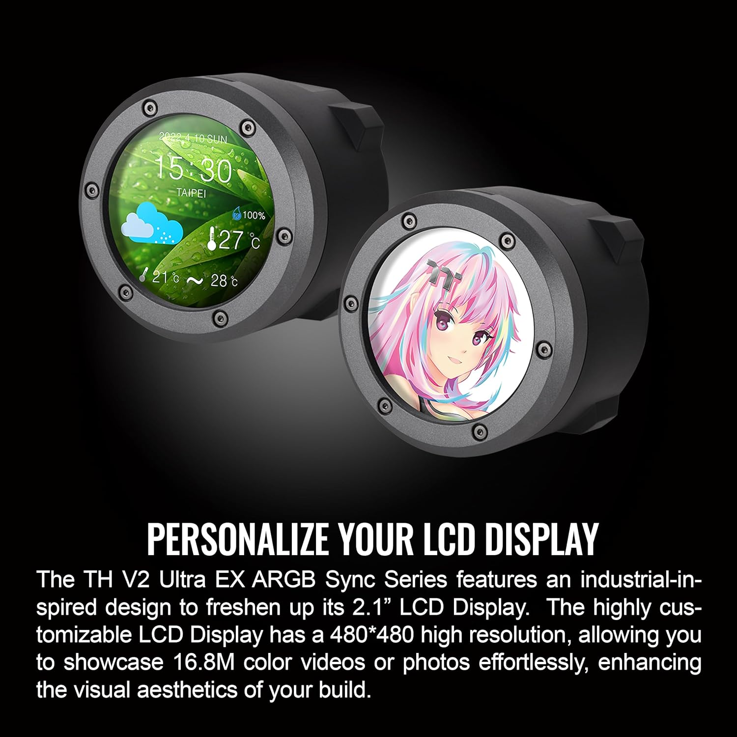 Thermaltake TH240 V2 Ultra EX ARGB Magnetic Connect with 2.1" LCD Display AIO Liquid CPU Cooler, CL-W414-PL12SW-A image number 2