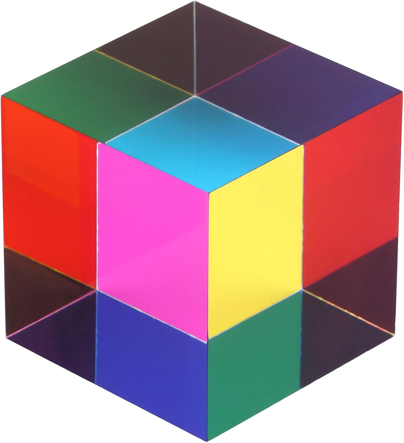 CMY Mixing Colour Cube, 50Mm (2 Inch) Acrylic Cube Prism, Cmycube for Home or Office D&eacute;cor, STEM/STEAM Desktop Toys, Science Learning Educational Kids image number 4