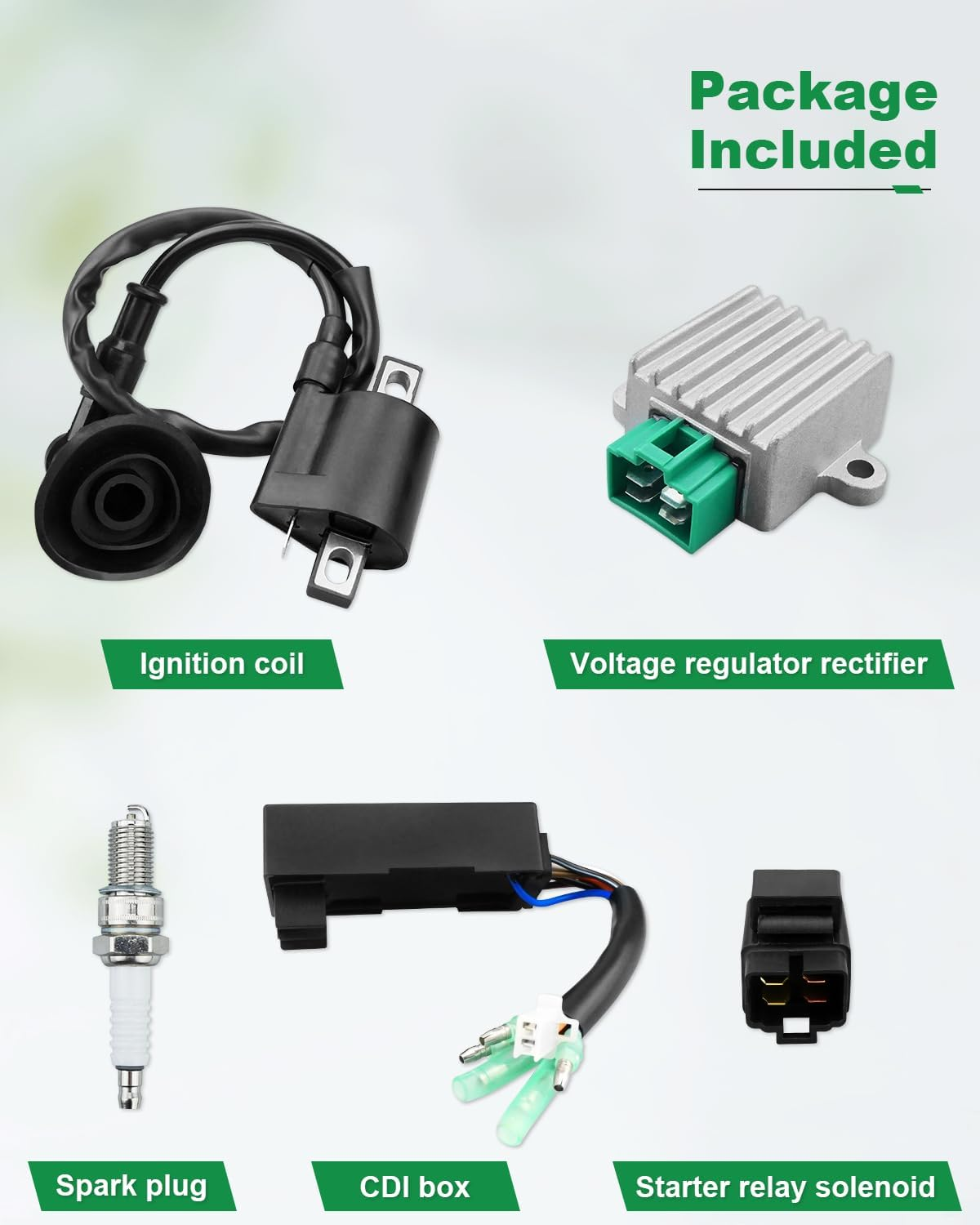 CDI Box Ignition Coil Kit Fits for Polaris Sportsman 90 Predator Scrambler 50 90 ATV, with Voltage Regulator Rectifier&Spark Plug&Starter Relay Solenoid image number 5