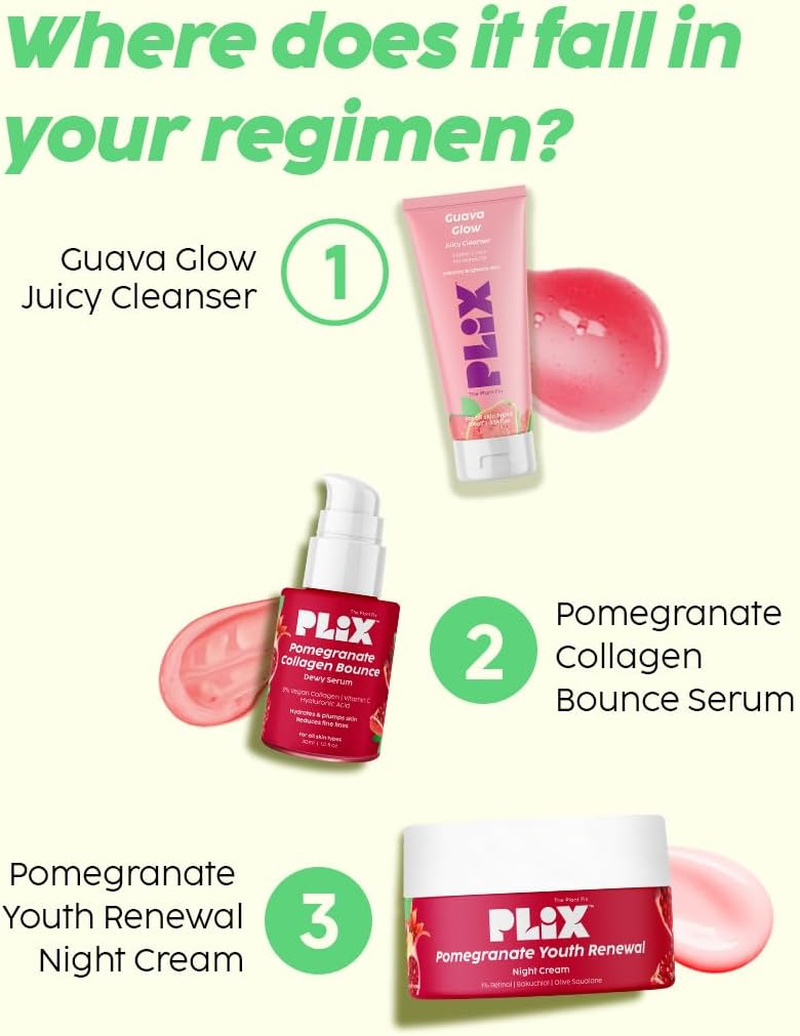 PLIX - the PLANT FIX Collagen Bounce Serum 30Ml and 1.20% Retinol Night Cream 50G with Bakuchi Oil | anti Ageing Combo for Reducing Fine Lines & Wrinkles Vegan Collagen Booster for Plump Skin image number 2