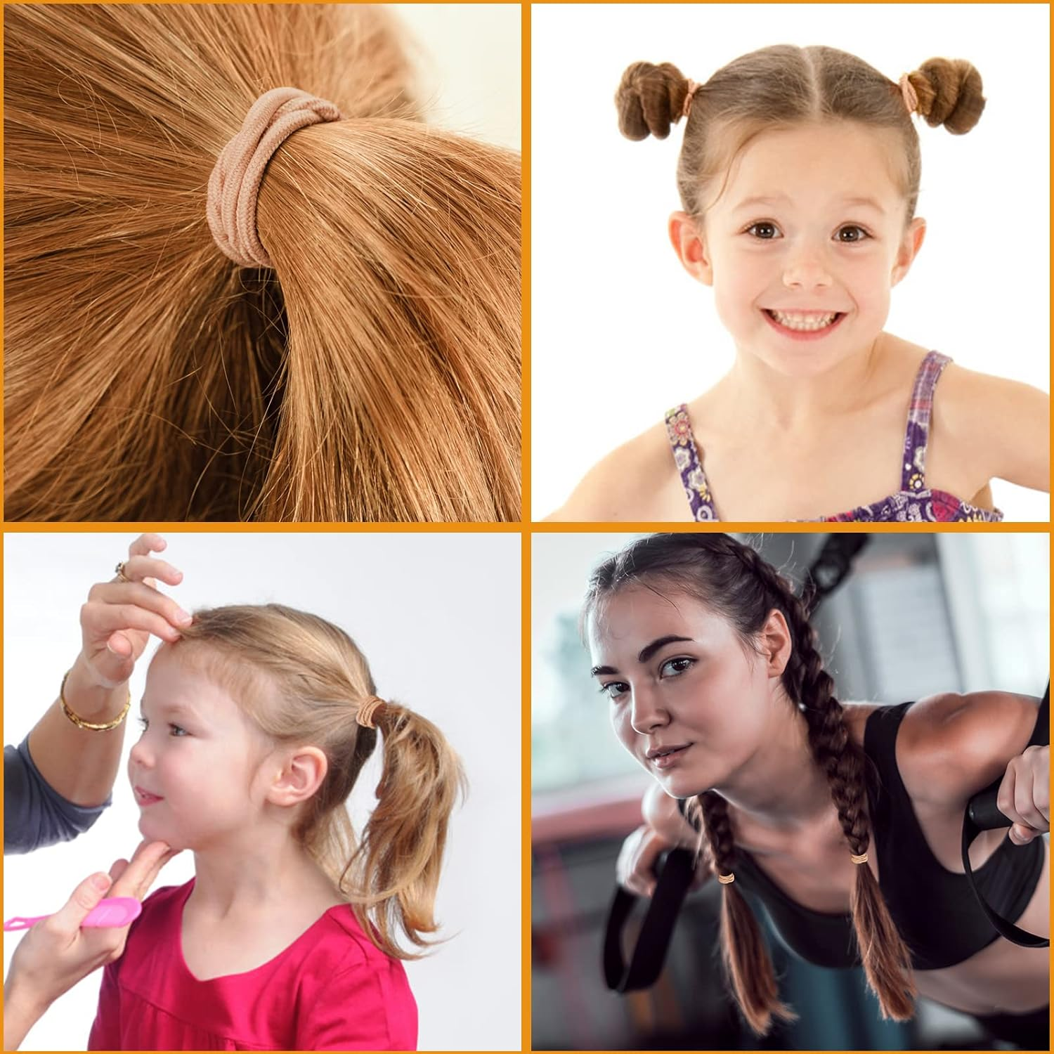 100Pcs Elastic Hair Bobbles Khaki, 2Mm Thin Elastic Hair Bands Small Hair Ties Hairbands for Kids Soft Hair Bands Withou Metal Ponytail Holder image number 1