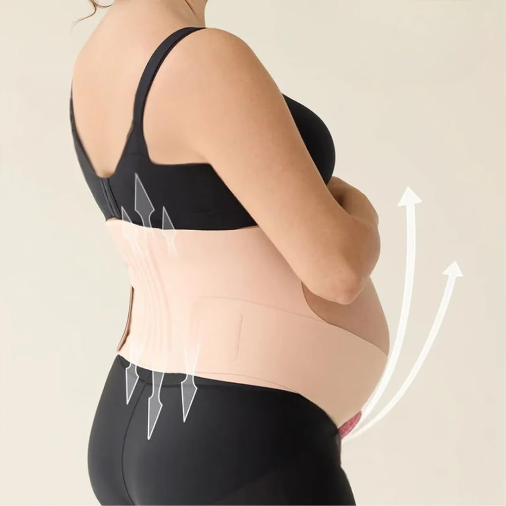 Elevara Belly Band - Eliminating Back & Pelvic Pain, Pregnancy-Safe Materials,No Rolling or Sliding,Stays in Place All Day (Skin Tone,L) image number 6