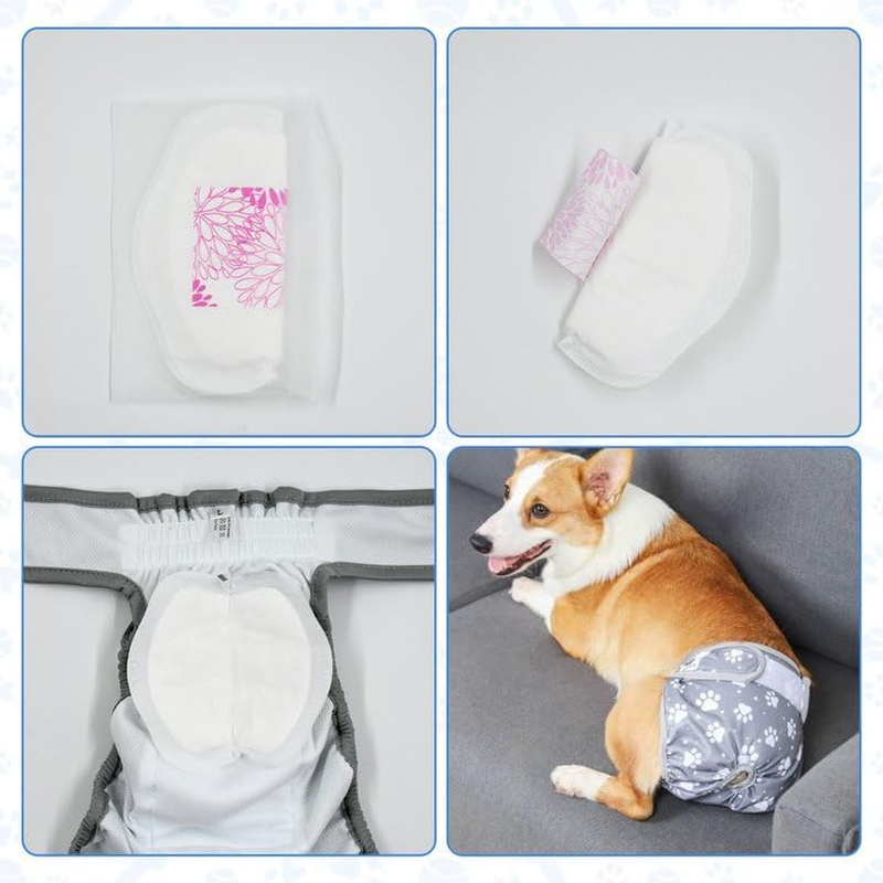 Esoes Reusable Dog Nappies, Machine Washable, Pack of 3 Dog Panties in Heat (Black Grey, M), Machine Washable & Environmentally Friendly, Gift Pet Pads, Pack of 6 image number 6