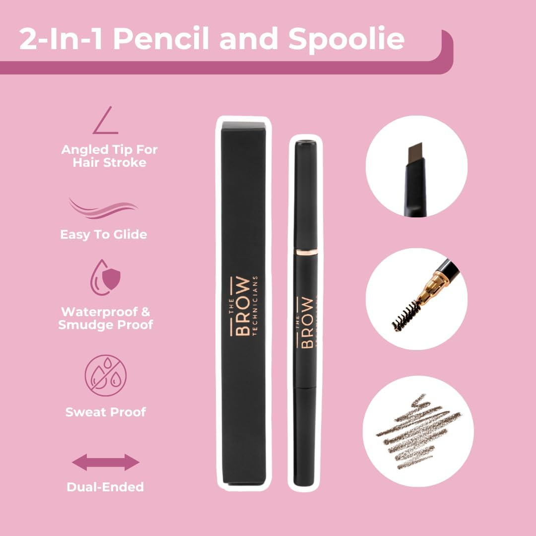 The Brow Technicians Waterproof Eyebrow Pencil - Angled Tip, Long-Lasting, Smudge-Proof, Glide-On Formula, Dual-Ended, Vegan, Oily Skin Approved (Taupe) image number 3