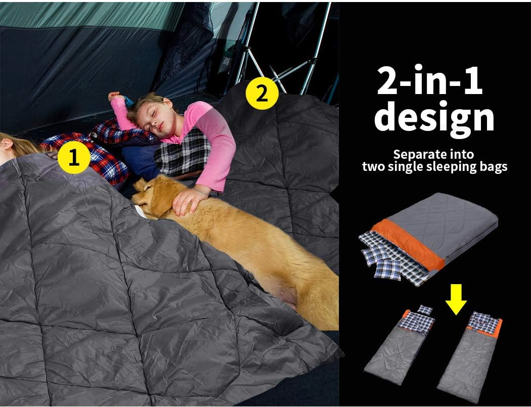 Mountview Double Sleeping Bag Bags Outdoor Camping Hiking Pillow -10℃ Thermal