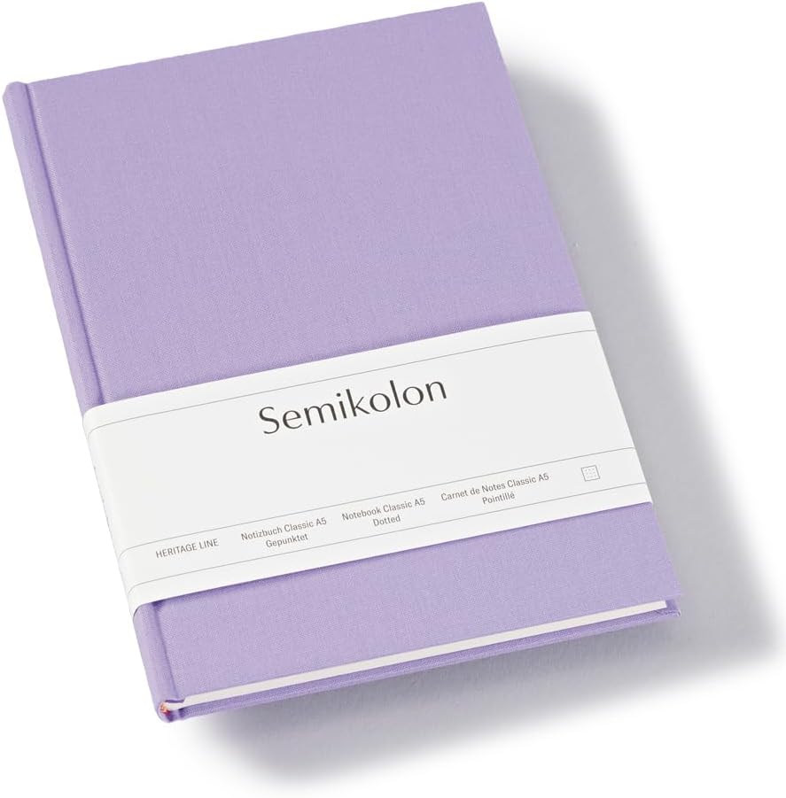 Semikolon 370053 Notebook Classic A5 Dotted 176 Pages Cream White Paper Bookmark Lilac Silk Purple