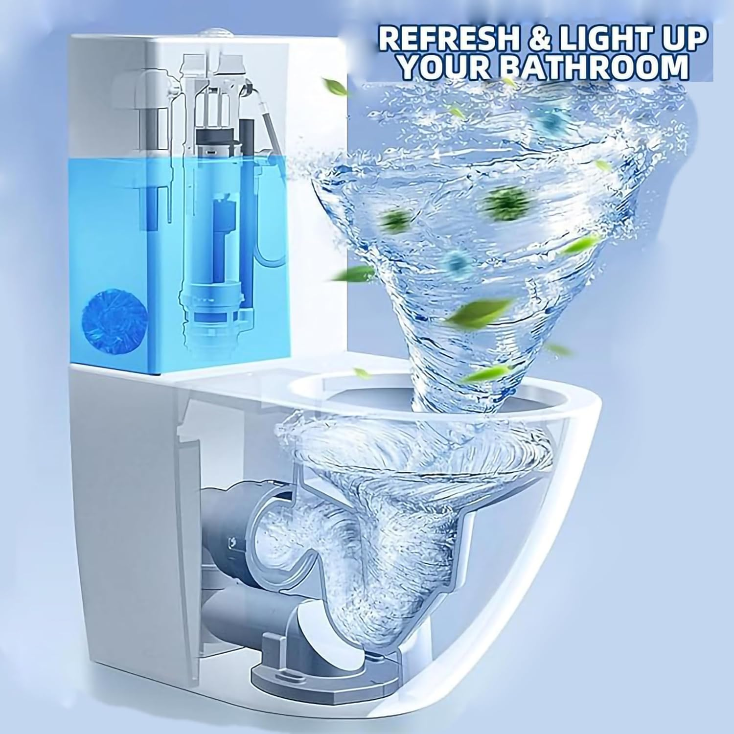 20 Pack Household Automatic Toilet Bowl Cleaner Tablets with No Fragrance, Bathroom Toilet Tank Cleaner Deodorizers (Blue) image number 2