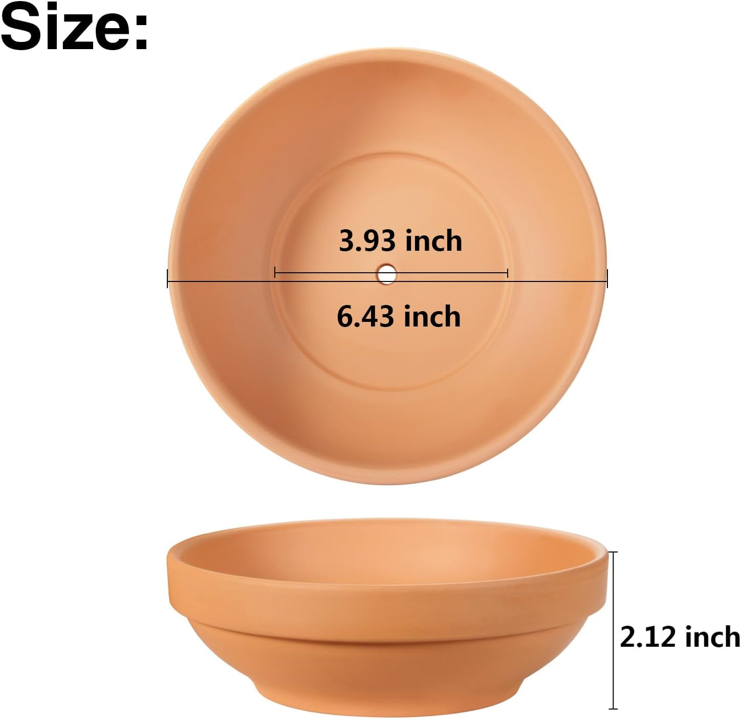 Laergin 6.43 Inch Shallow Terra Cotta Pots with Drain Hole - Clay Plant Pots for Indoor/Outdoor Plants (6 Pack) image number 5
