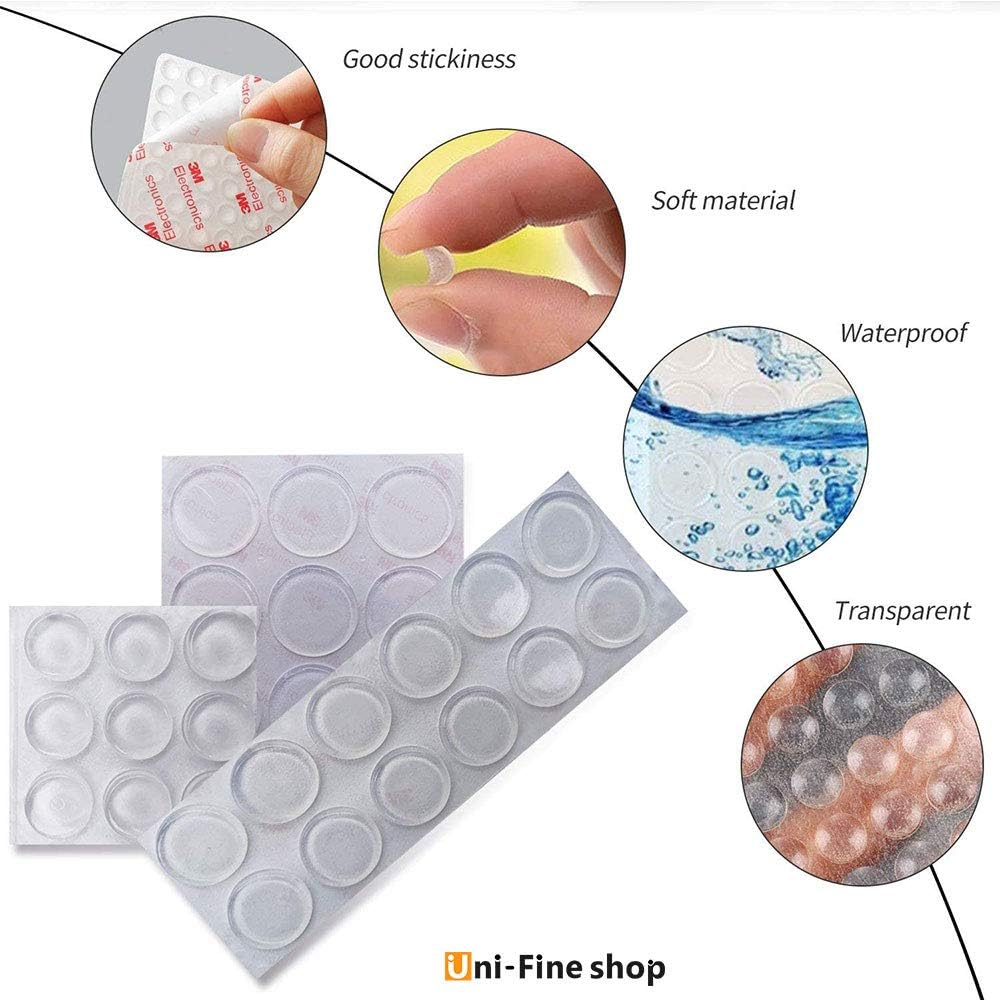 Uni-Fine 3 Size Clear Rubber Feet Self-Adhesive Door Bumper Elastic Transparent Silicone Pad Noise Dampening Pads Non-Slip Transparent Silicone Pad for Vases, Keyboards, Tables, Chairs,Glass(30Pcs) image number 6