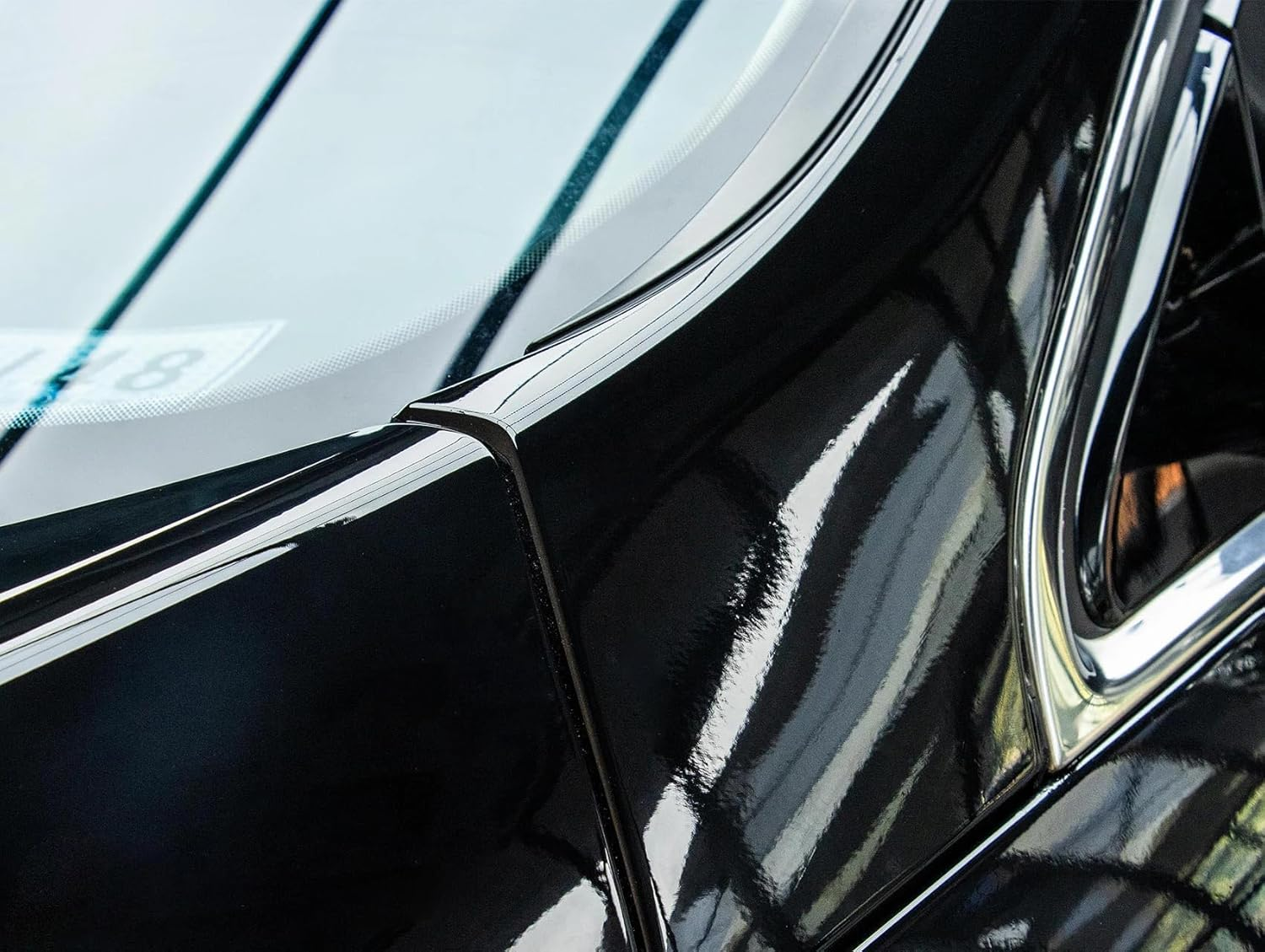 LZLRUN High Gloss Black Vinyl Wrap Self Adhesive Air Release Bubble - Outdoor Rated for Automotive Use Installation Tools Included (1FT X 5FT) image number 3