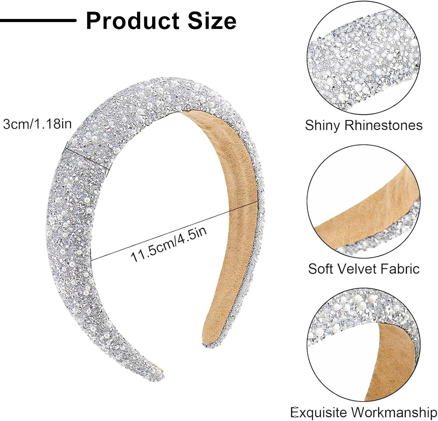 Jga Accessories Women, Bride to Be Headband with Rhinestones, Heart Sunglasses, Set of 2 in Silver and Porcelain White, Perfect for Bride Party and Stag Night image number 4