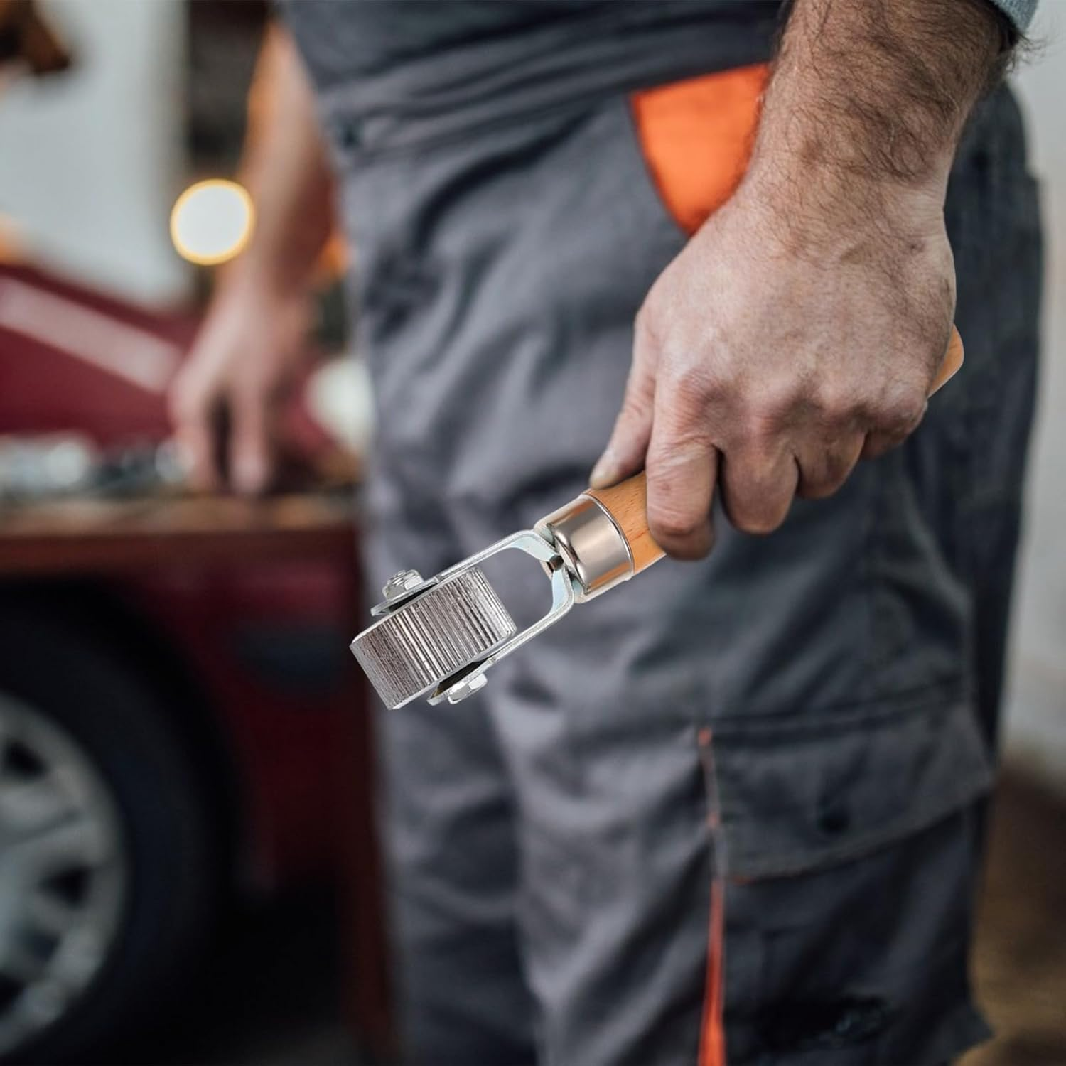 GARVALON 3Pcs Wood Handle Tire Repair Kit Rollers Pressing Wheel Automotive Tools Equipment