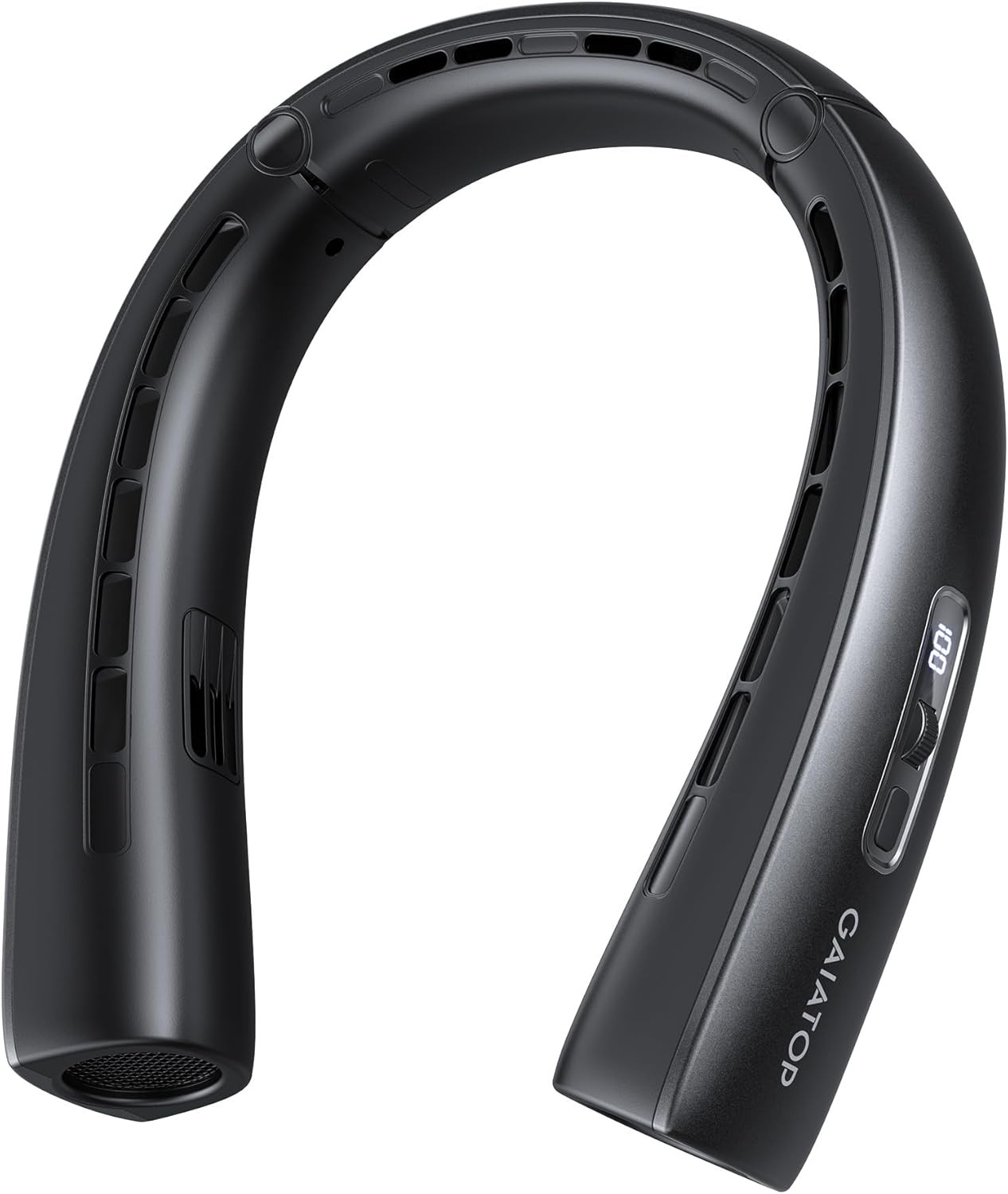 Gaiatop Portable Neck Fan, Wearable 360&deg; Surround Cooling Turbo Airflow, 0 to 100 Speeds, up to 12.5H Lasting, Rechargeable Hands Free Personal Fans for Outdoor, Travel, Concerts, Office, Gym, Black image number 2