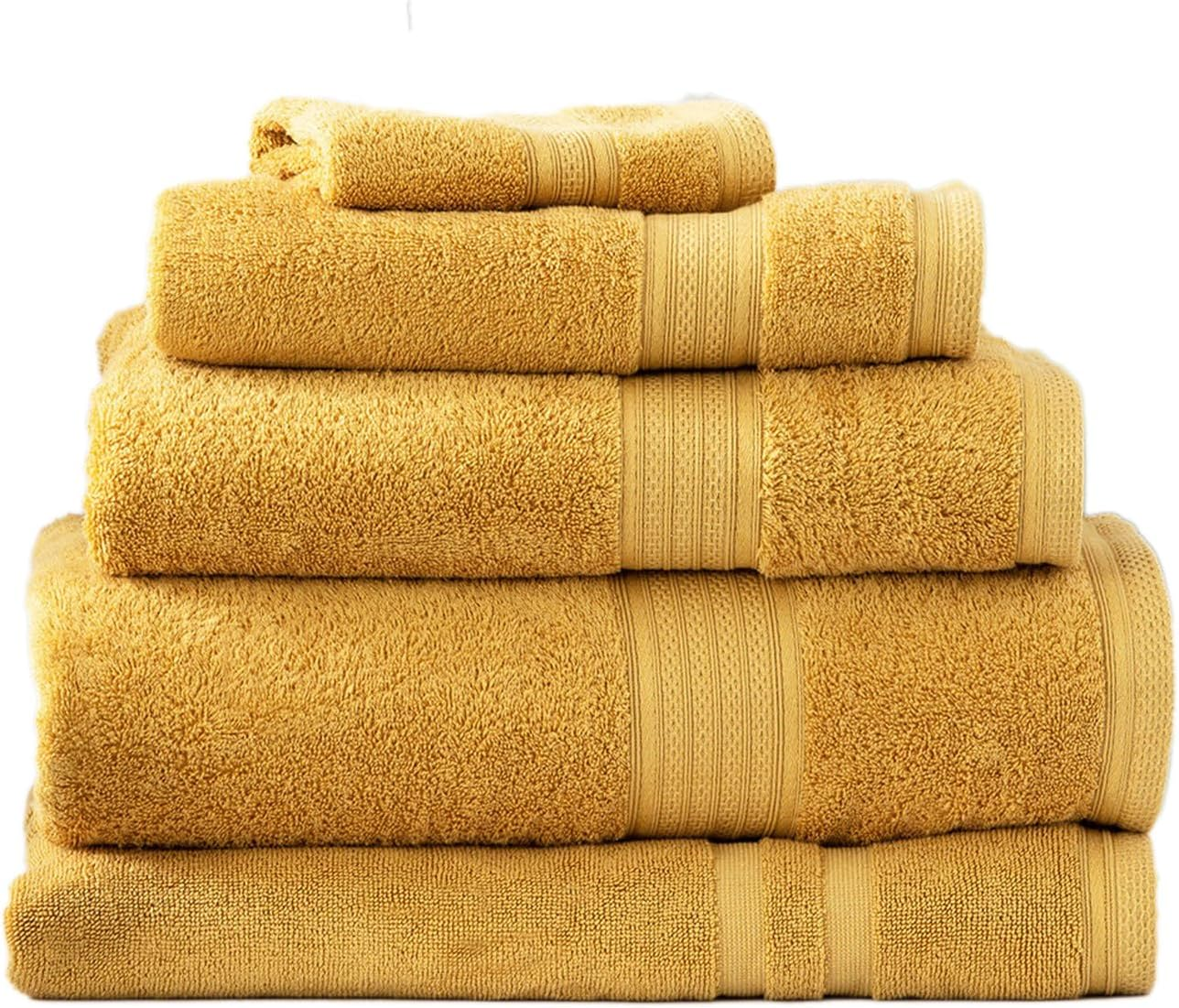 4Pc Renee Taylor Stella Bath Towel 140Cm Soft Bamboo Cotton 650 GSM Mustard