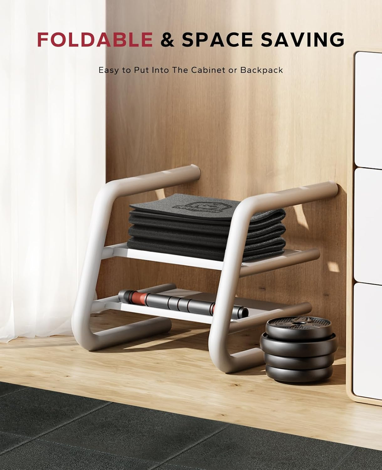 HAPBEAR Foldable Exercise Equipment Mat, 173&times;61Cm&times;5Mm Thick, Non-Slip Treadmill, Weight Bench & Walking Pad Mat for Carpet & Hardwood Floors, Shock Absorbing Floor Protector for Home Gym image number 1