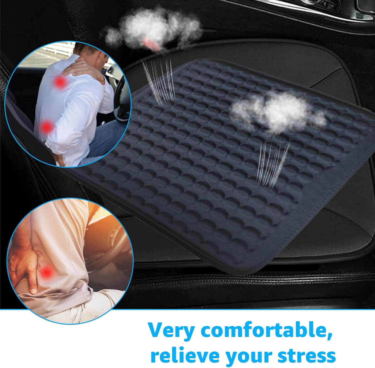 Car Seat Cushion, Pad Comfort Seat Protector for Car Driver Seat,Anti-Slip Bottom Seat Cushion for Auto(Black) image number 4