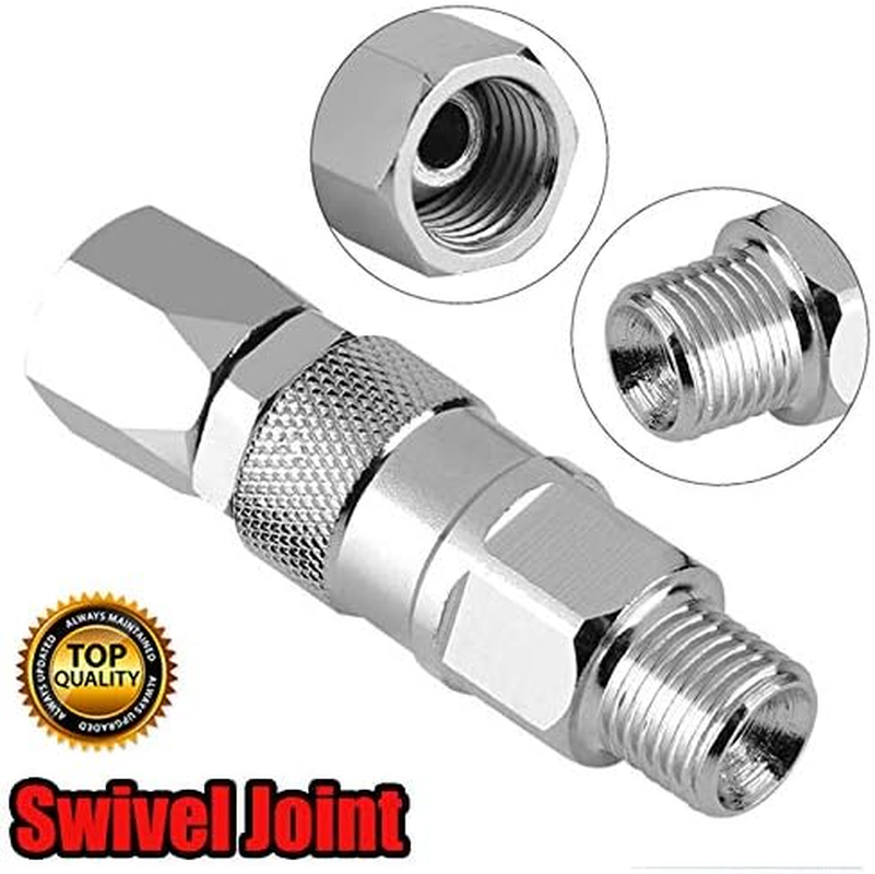 Hose Swivel Joint 1/4" Stainless Steel Swivel Joint for Airless Spray Gun and Airless Hose Silver image number 5