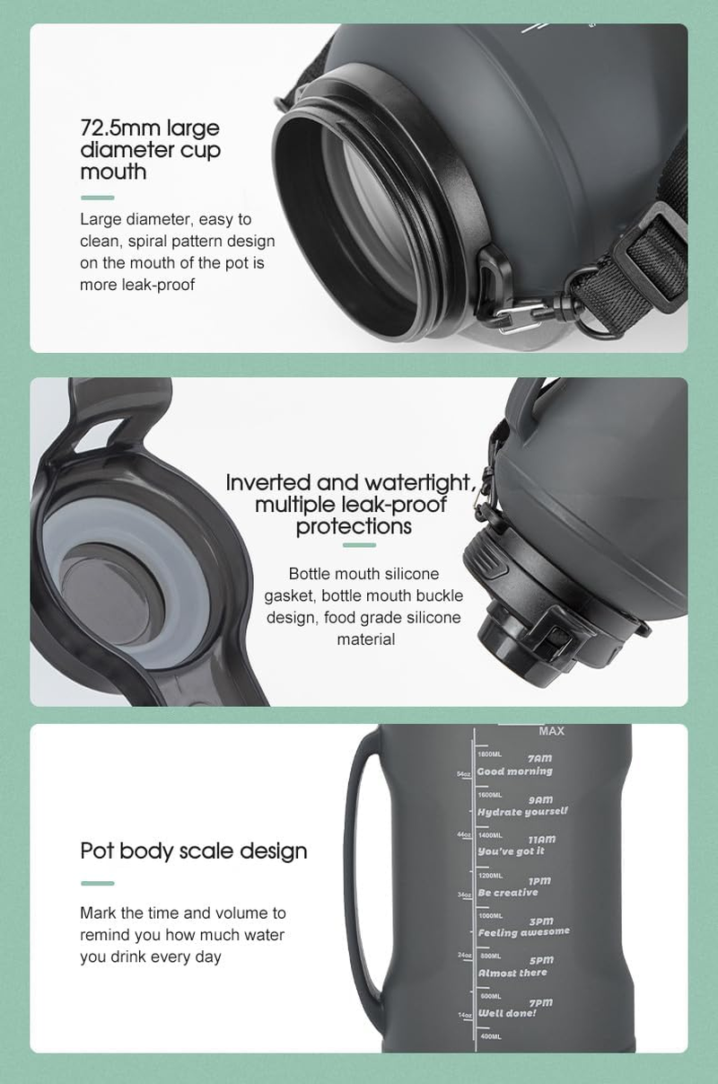 Tootoo 2L Folding Silicone Straw Roll Cup Resistant Outdoor Camping Sports Water Cup (Blue) - Green image number 2