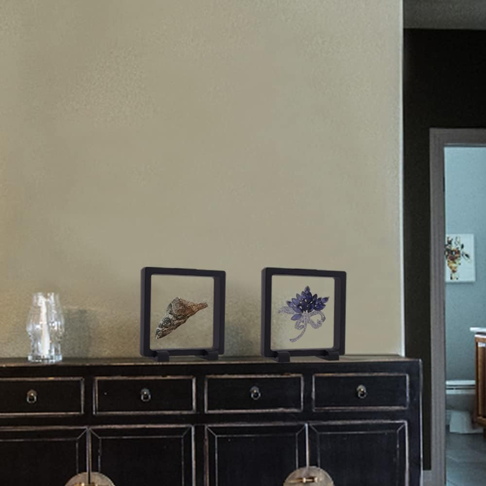 YITOU 4 Set 4.3 Inch 3D Floating Display Frame Case for Jewelry, Challenge Coin Display Stands Case Holder for Fossil, Rock, Gemstones, Megladon Tooth, Specimens, Floating Frame Case image number 2