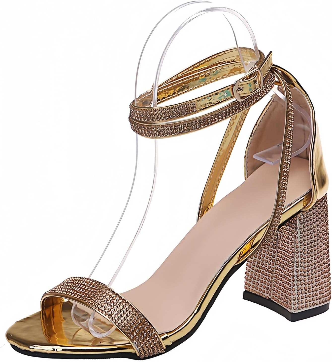 Womens Stiletto High Heel Sandals Tie up Open Toe Slingback Spiral Wrap around Summer Shoes with Rhinestone for Prom Party